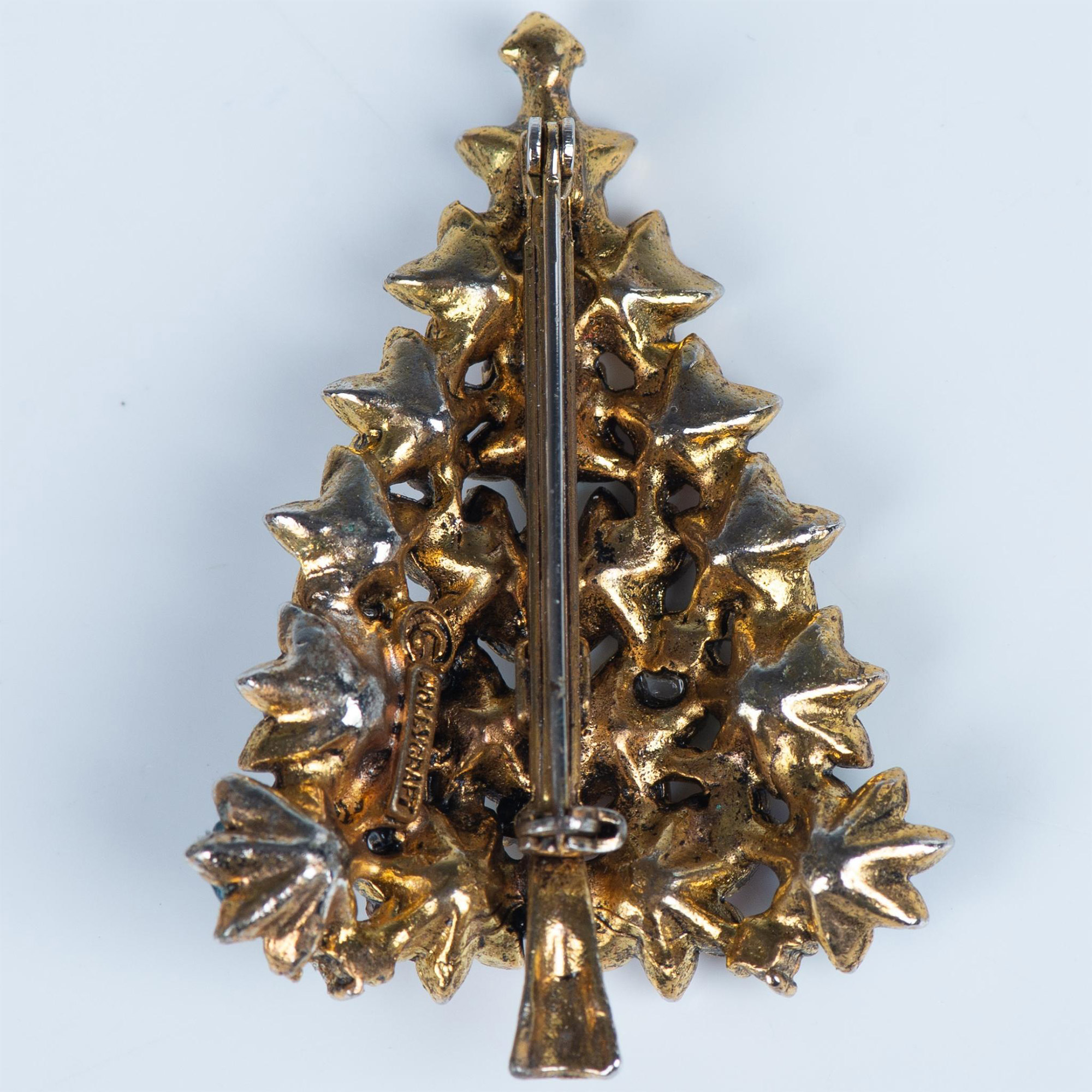 Hollycraft Rhinestone Christmas Tree Holiday Brooch - Image 2 of 3