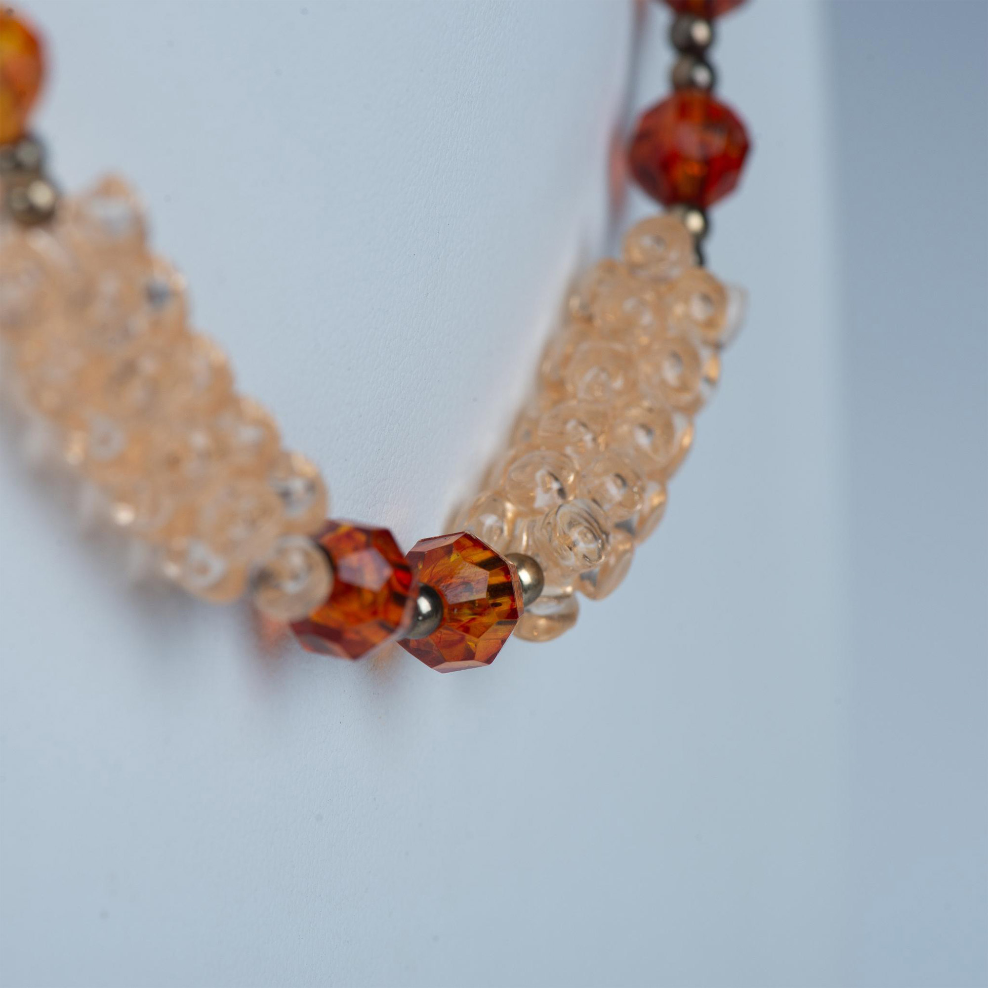 Cute Peach and Amber Colored Bead Necklace - Image 2 of 3