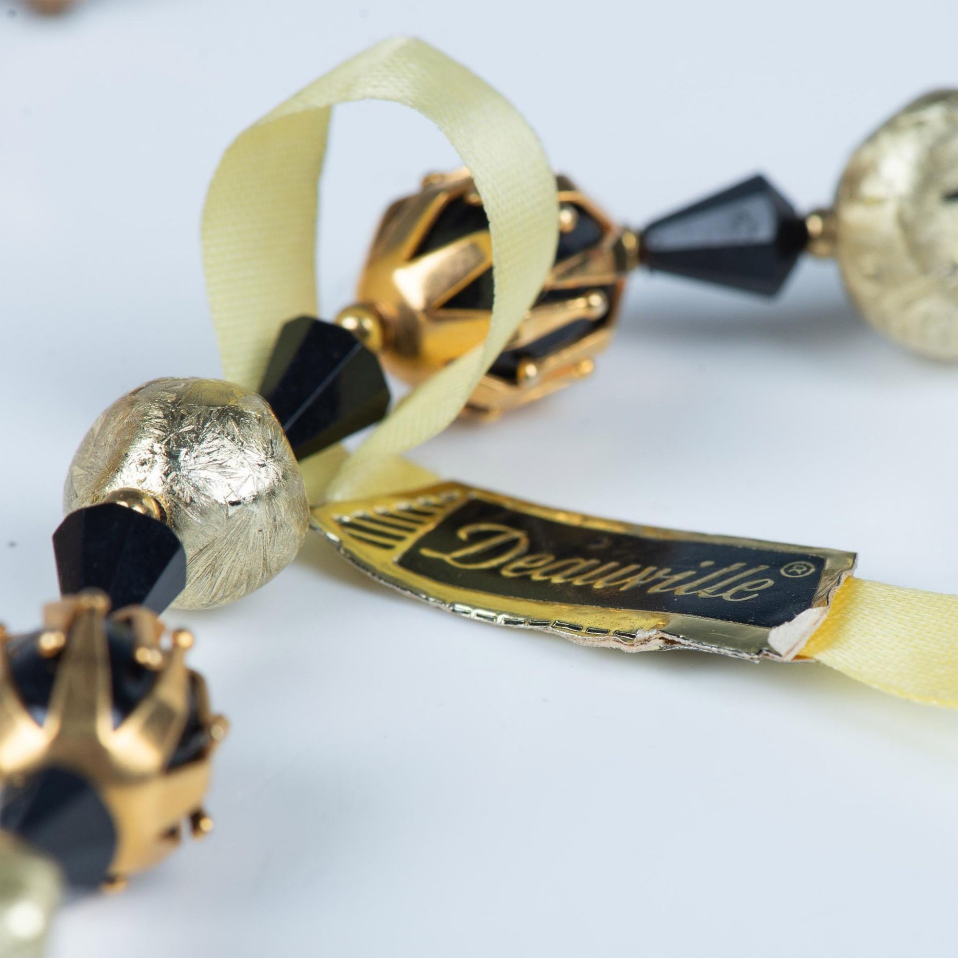 Mid-Century Goldtone Black Necklace & Clip-On Earrings Set - Bild 2 aus 6