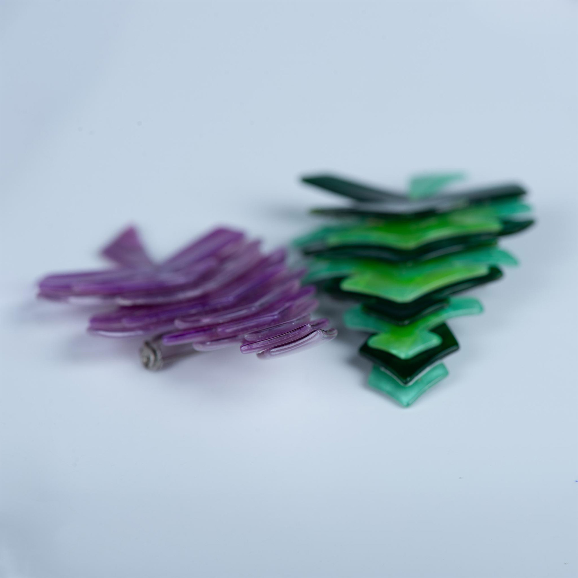 2pc Lea Stein Lavender Purple & Green Tree Pins - Image 5 of 6