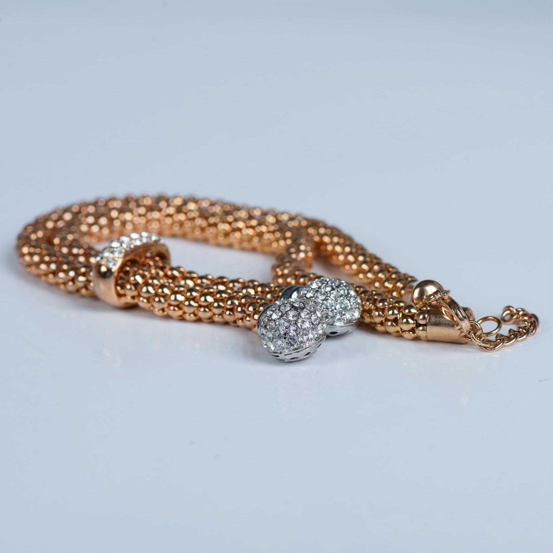 2pc Fancy Two-Tone Metal Crystal Bolo Necklace & Earrings - Bild 8 aus 8