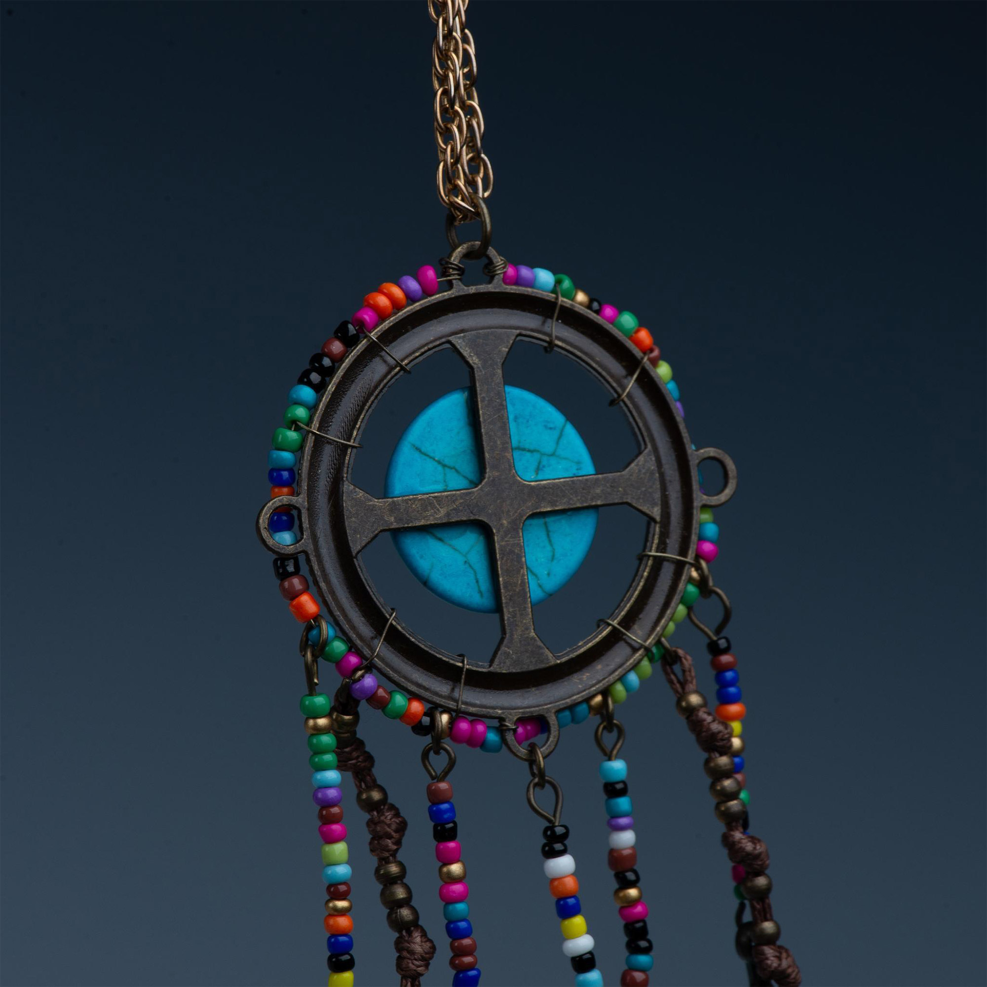 Colorful Tribal Dream Catcher Necklace - Image 3 of 3