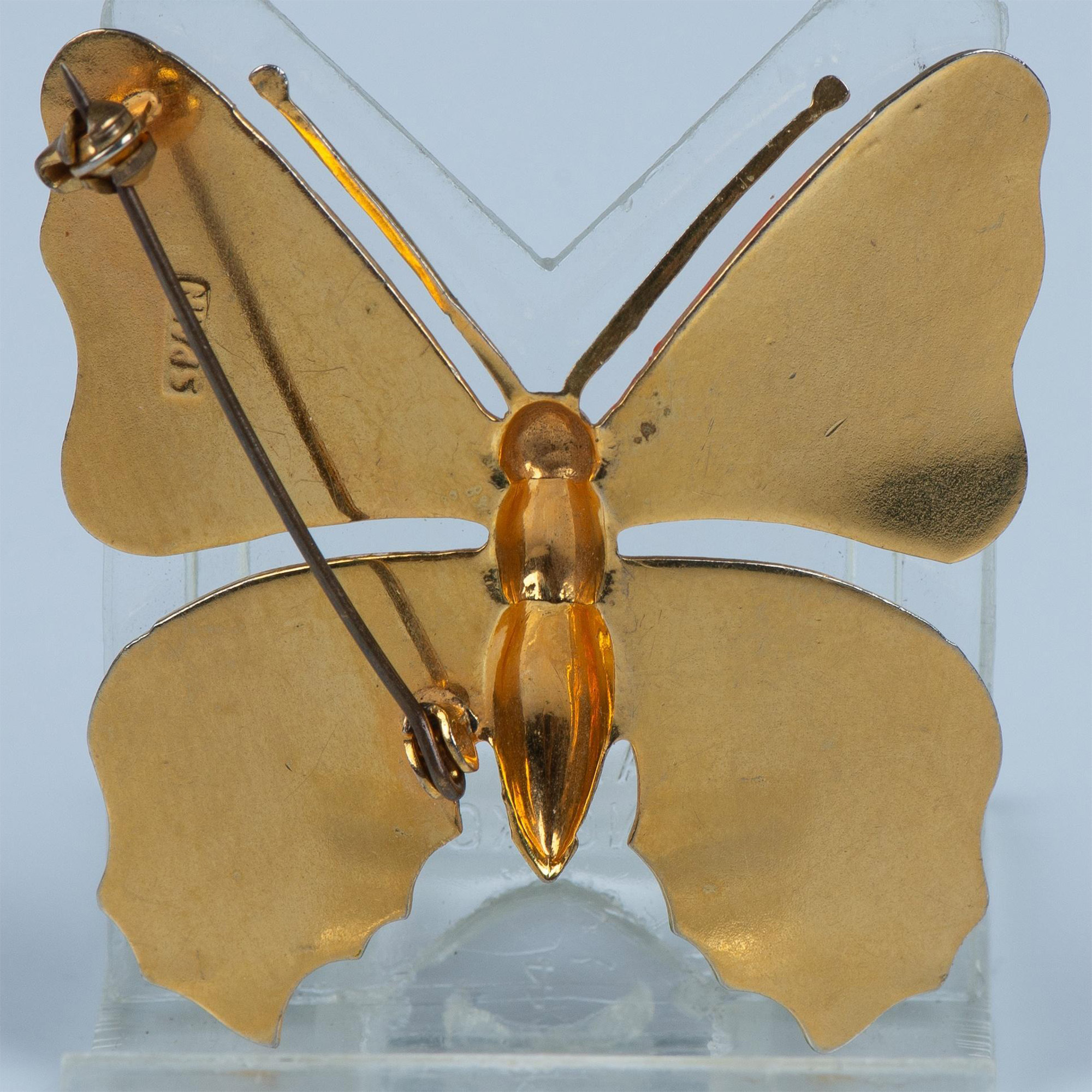 Beautiful Spanish Gold Metal & Enamel Butterfly Brooch - Image 2 of 4