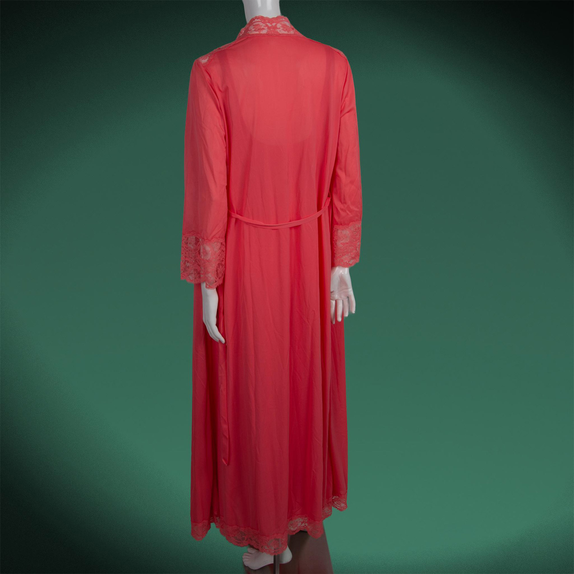 Vintage Olga Salmon Pink Gown & Robe, Size Small - Image 4 of 5