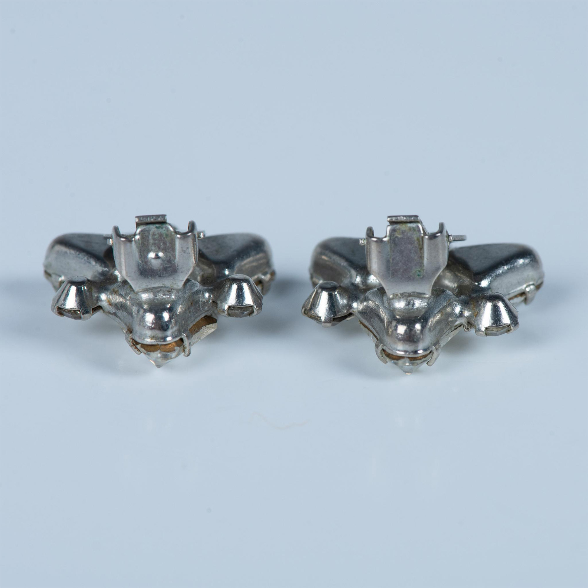 Pretty Silver Metal Rhinestone Clip-On Earrings - Image 4 of 5