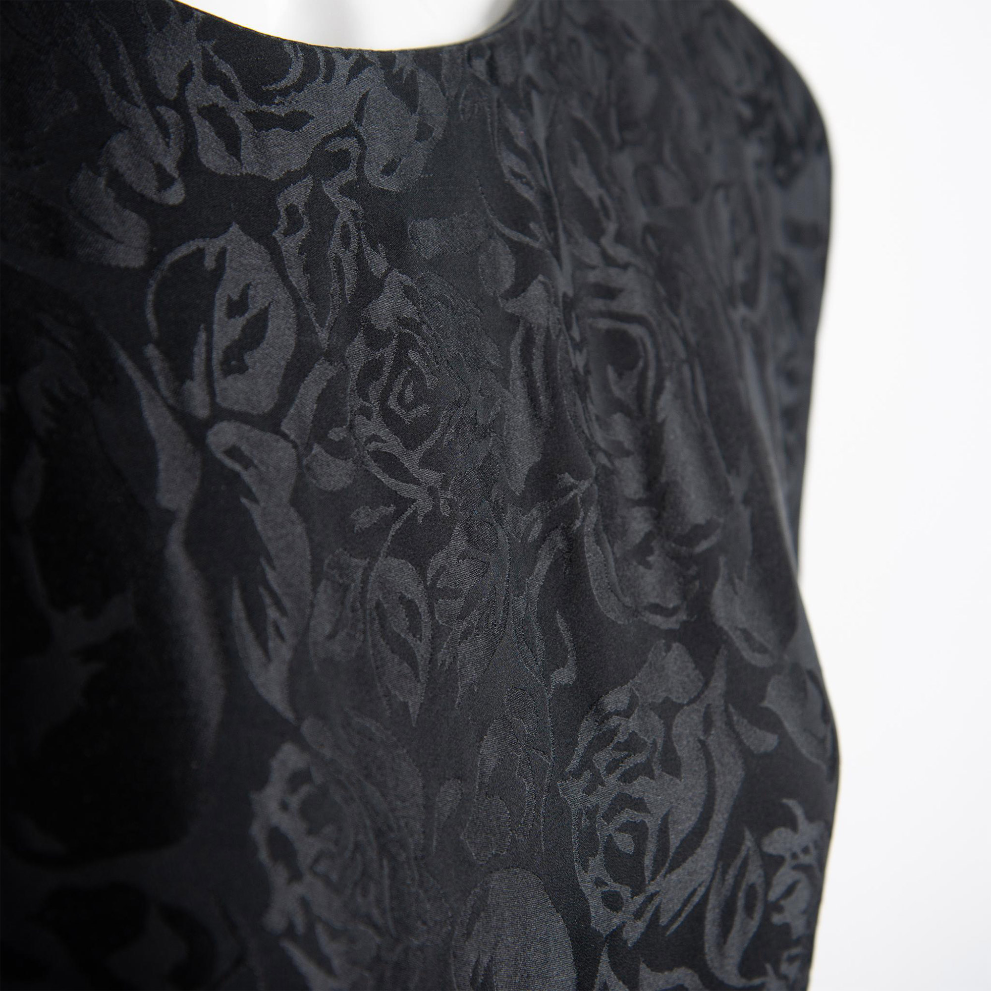 Vintage St. Gillian Black Silk Ruffled Dress, Size 10 - Image 4 of 9