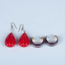 2 Pairs of Large Bold Colorful Costume Pierced Earrings