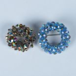 2pc Round Iridescent Bead Cluster Brooches