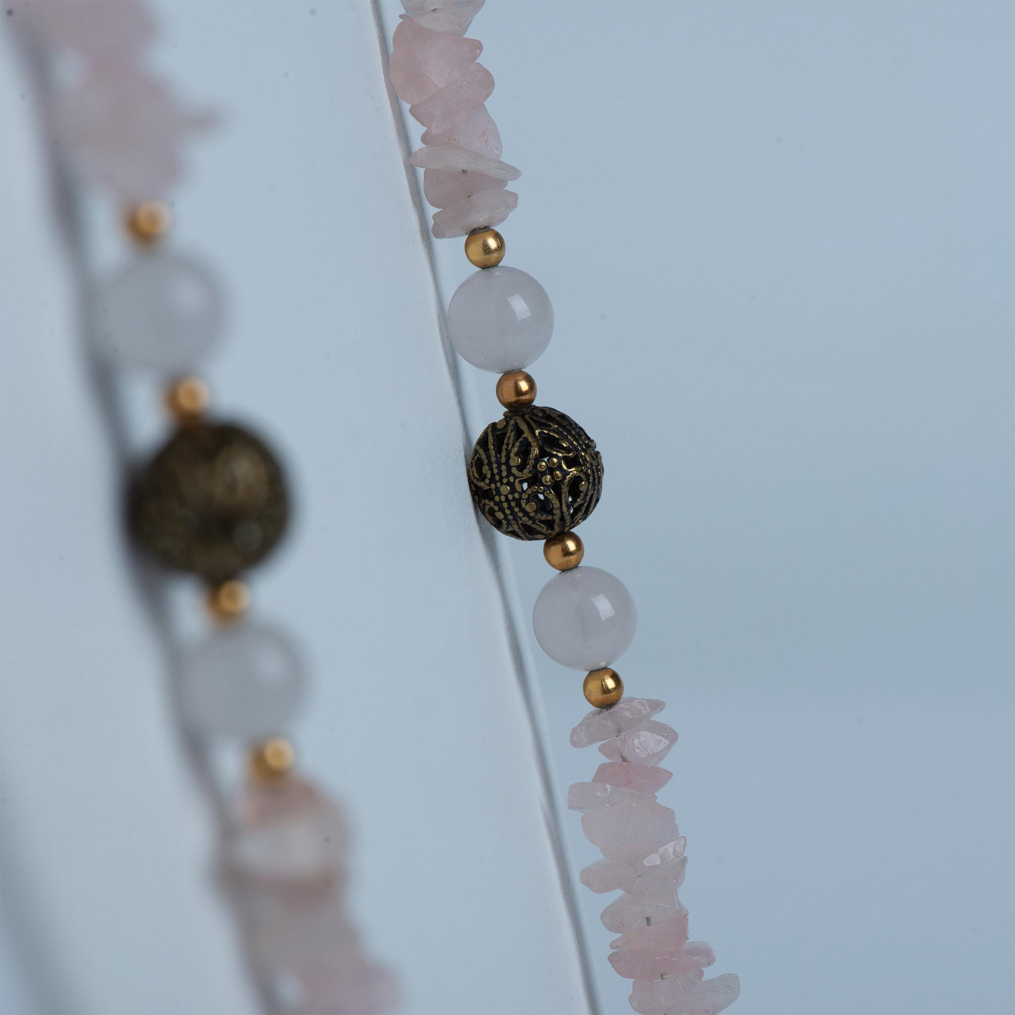 Long Light Pink Rose Quartz Necklace - Image 2 of 3