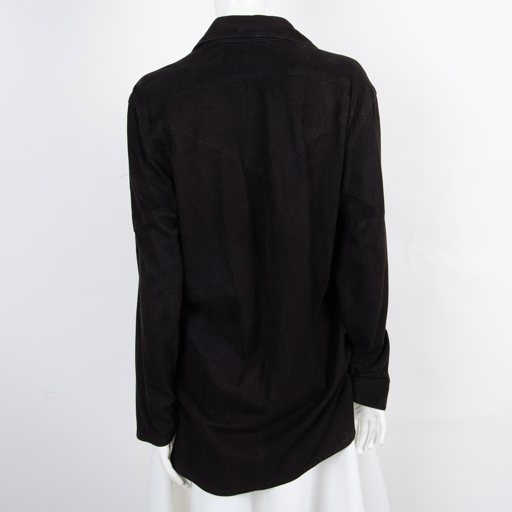 Black Suede Western Shirt, Size Medium - Image 4 of 6