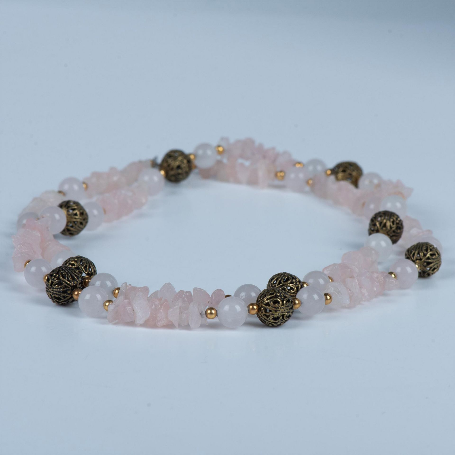 Long Light Pink Rose Quartz Necklace - Image 3 of 3