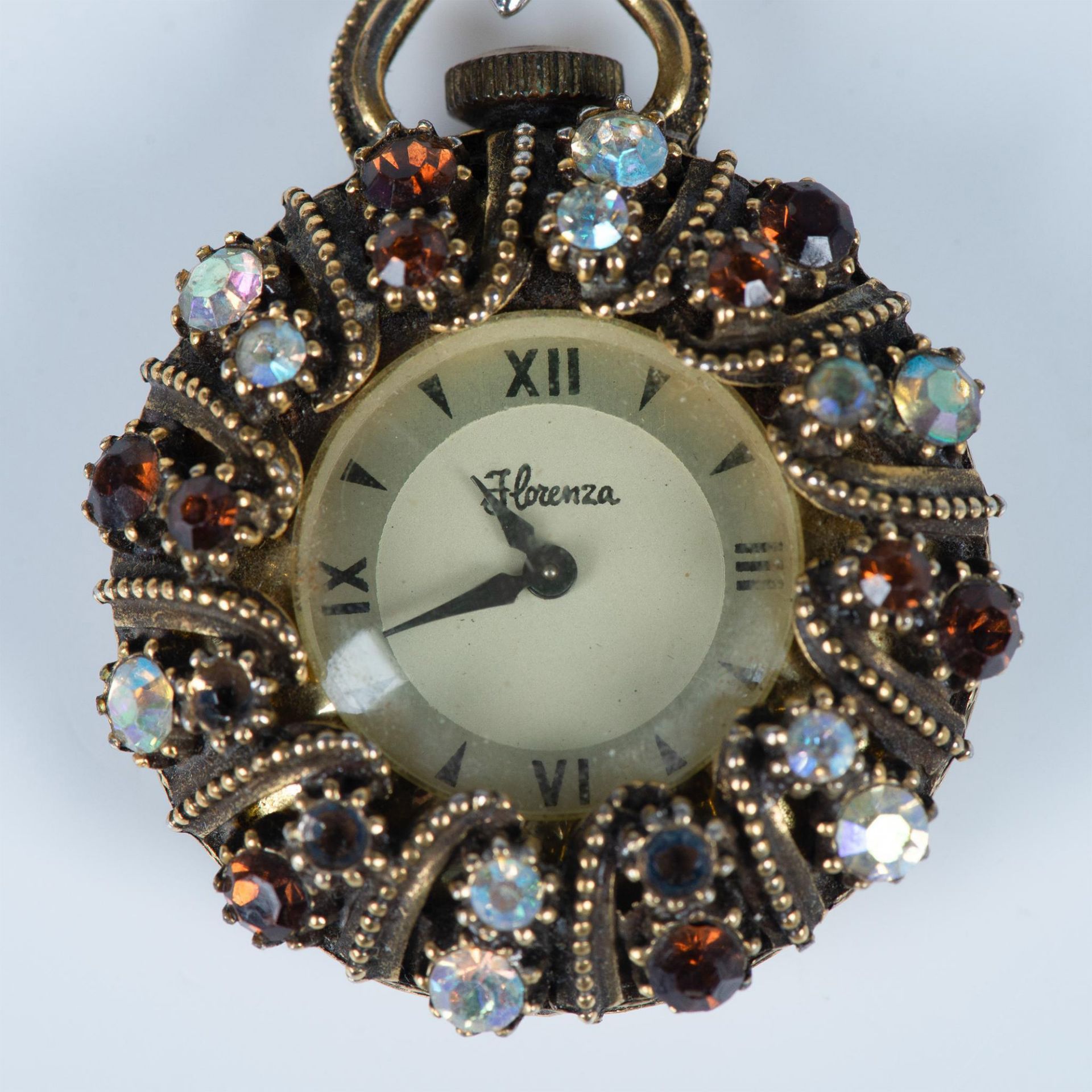 Florenza Art Nouveau Rhinestone Watch Brooch - Bild 2 aus 6