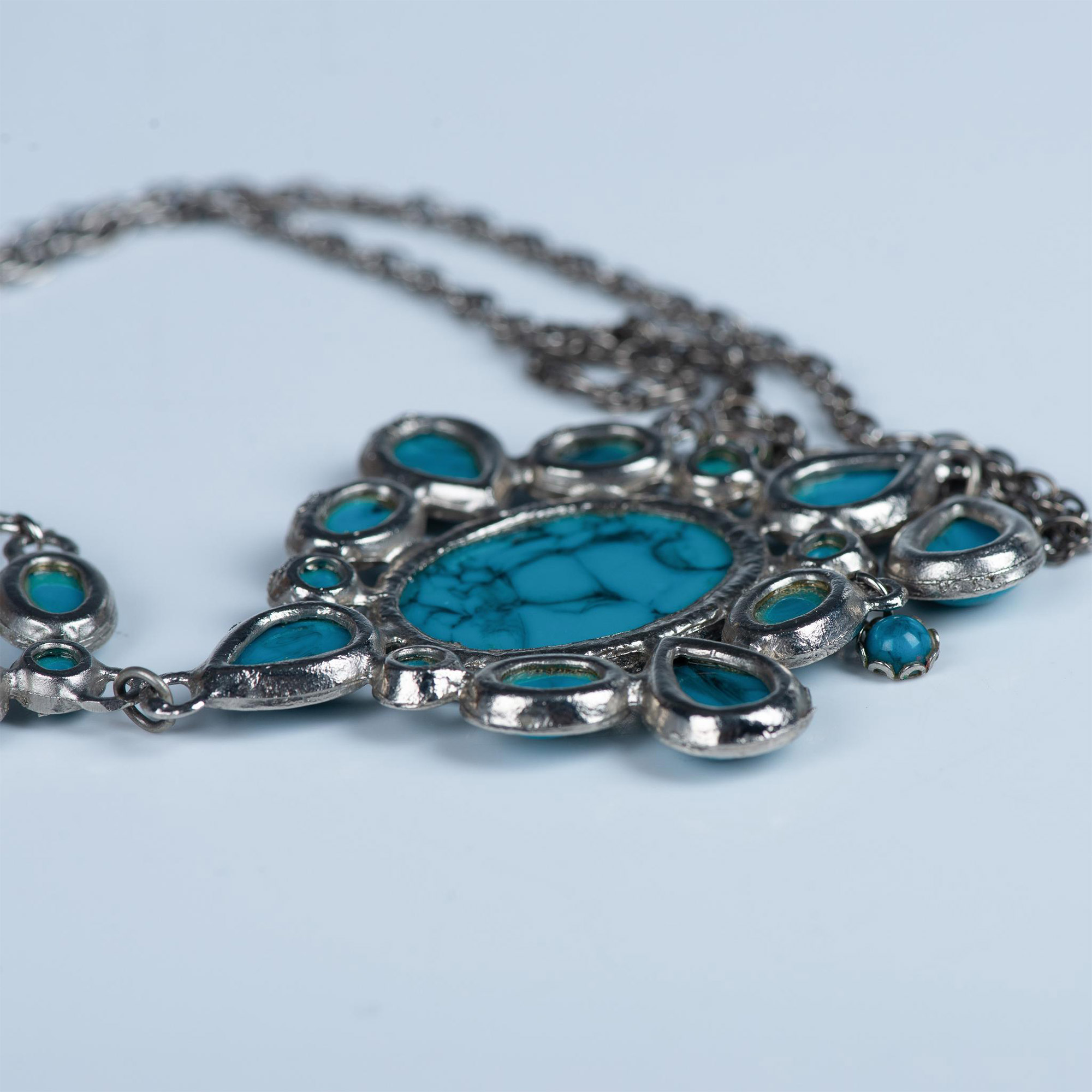 Bold Southwestern Faux Turquoise Pendant Necklace - Image 8 of 8