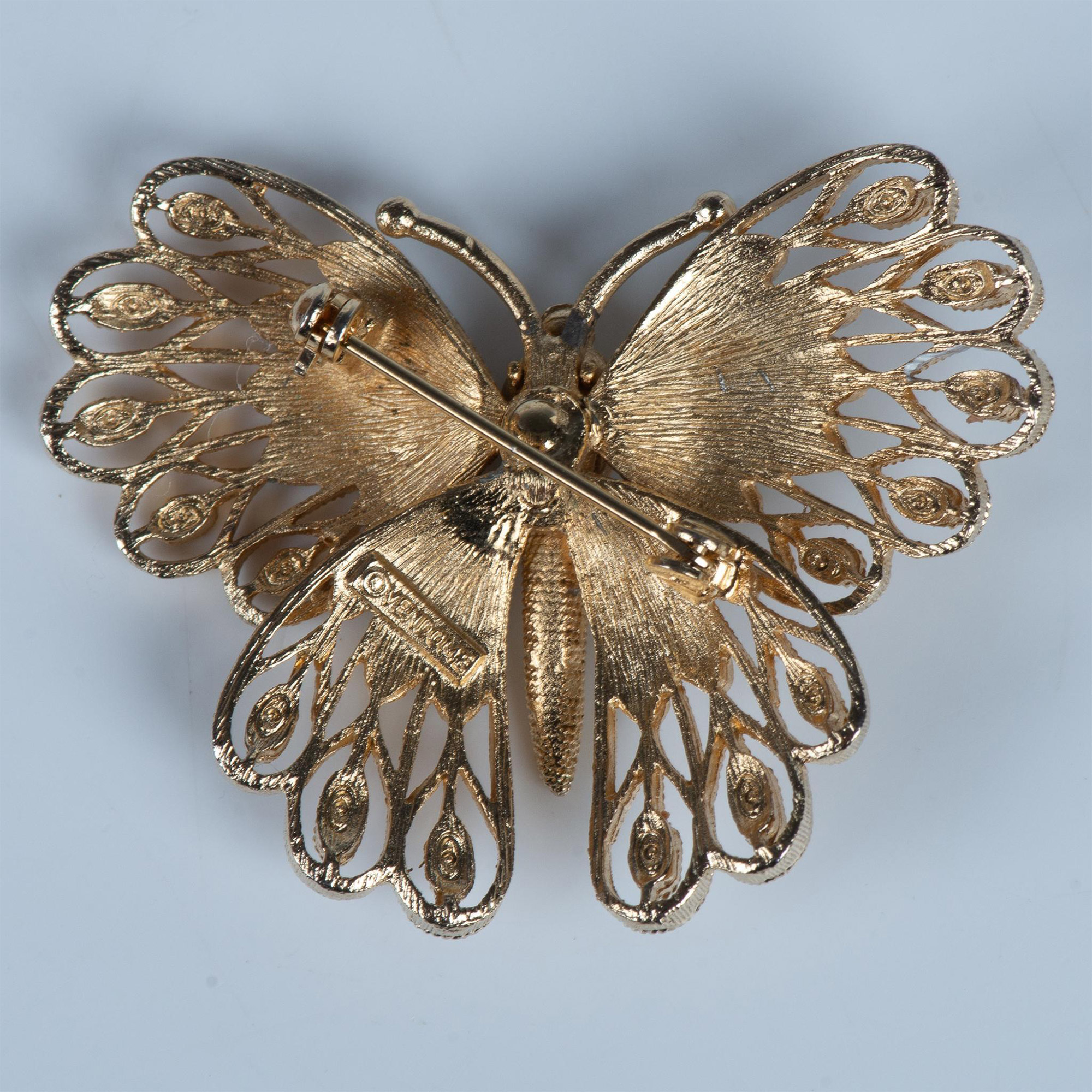 Vendome Gold Tone White Enamel Butterfly Brooch - Image 2 of 3