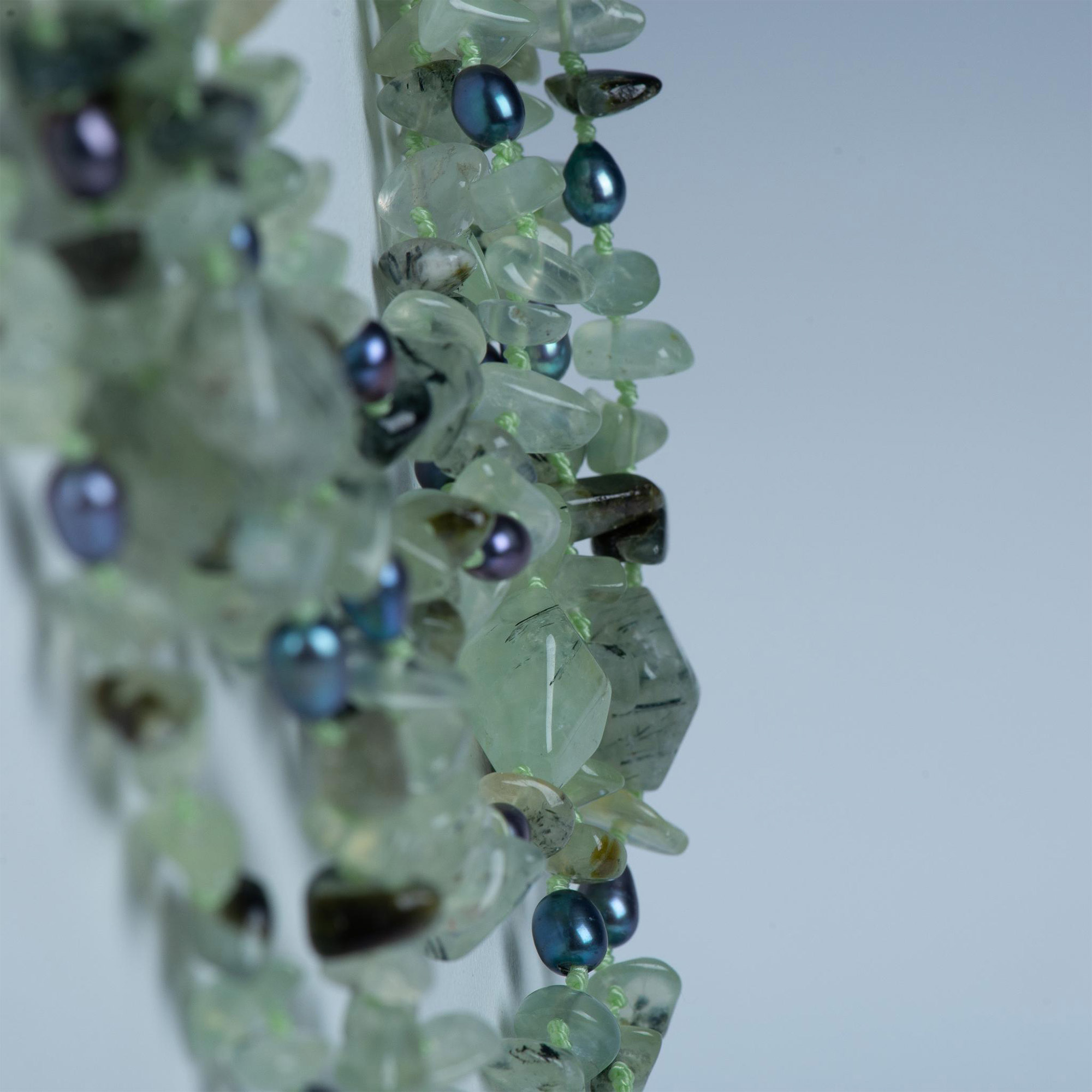 Six-Strand Rutilated Green Quartz & Blue Pearl Necklace - Image 2 of 4
