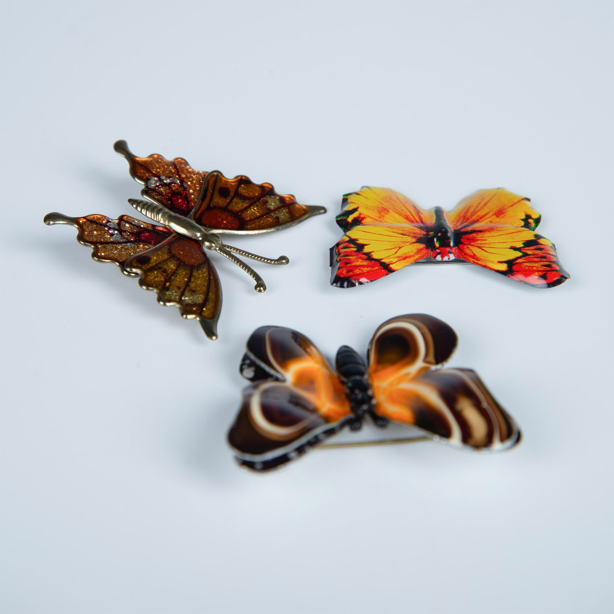 3pc Unique Colorful Metal Butterfly Brooches - Image 3 of 3
