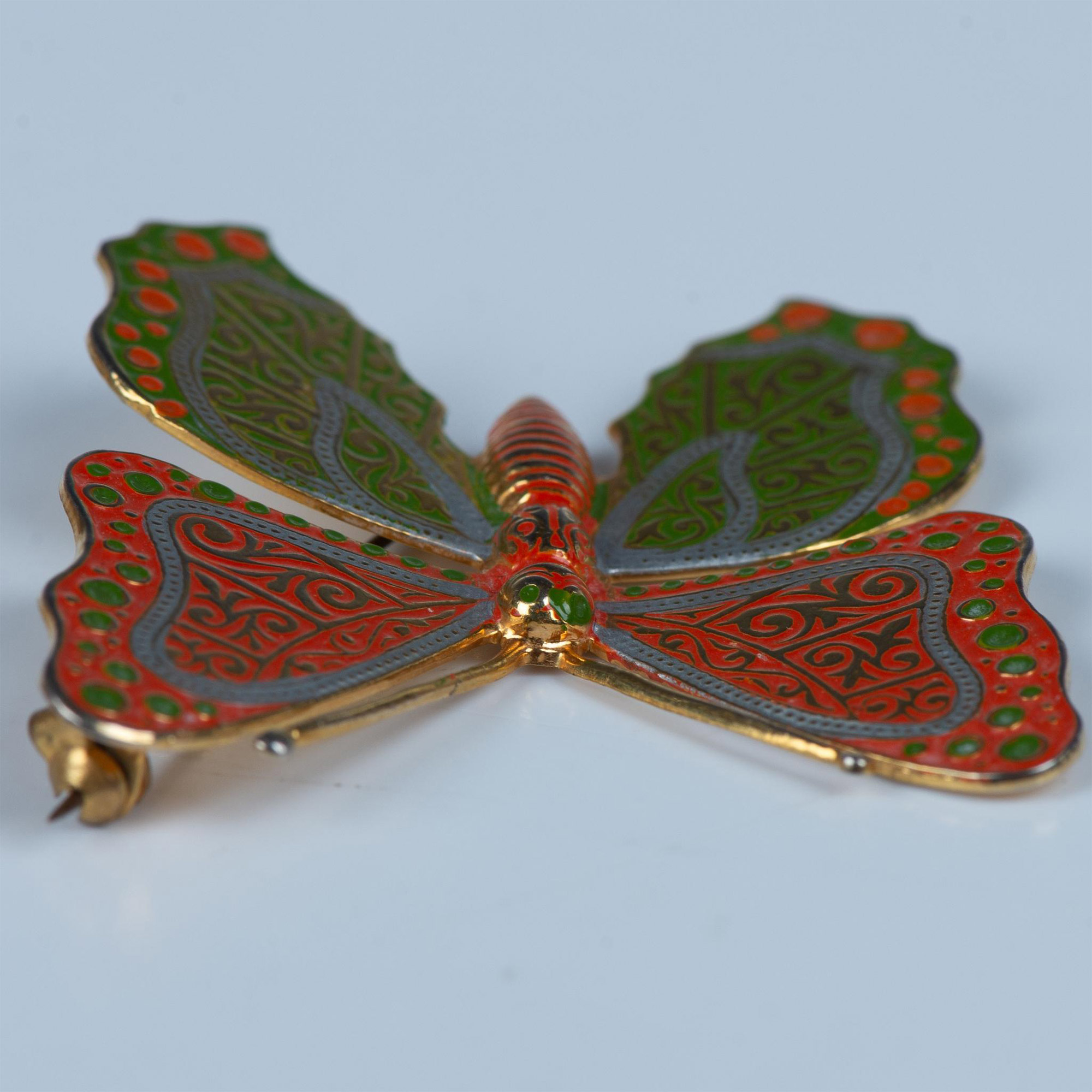 Beautiful Spanish Gold Metal & Enamel Butterfly Brooch - Image 3 of 4
