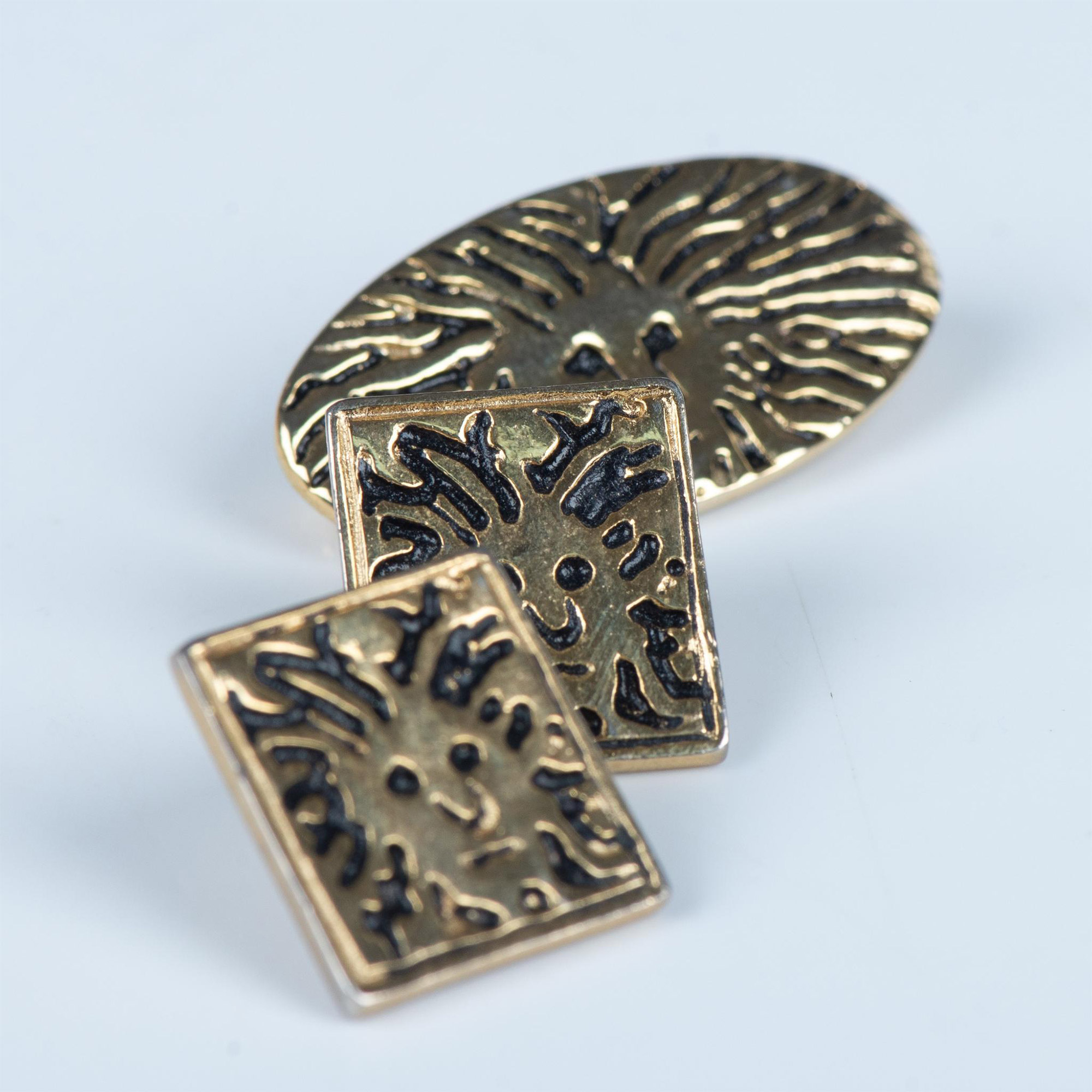 2pc Anne Klein Gold Tone Lion Pin & Pierced Earrings - Image 3 of 4