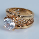 Seta Fancy Gold Metal Cubic Zirconia Ring