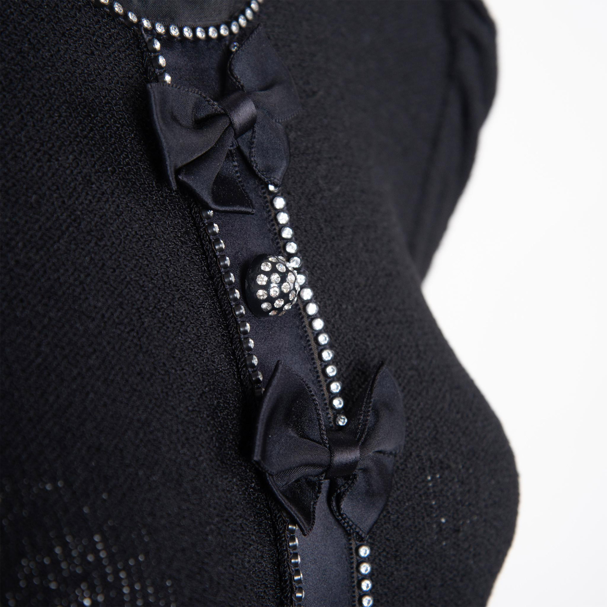 Adolfo for Neiman Marcus Rhinestone & Bow Knit Dress, Size Small - Image 2 of 8