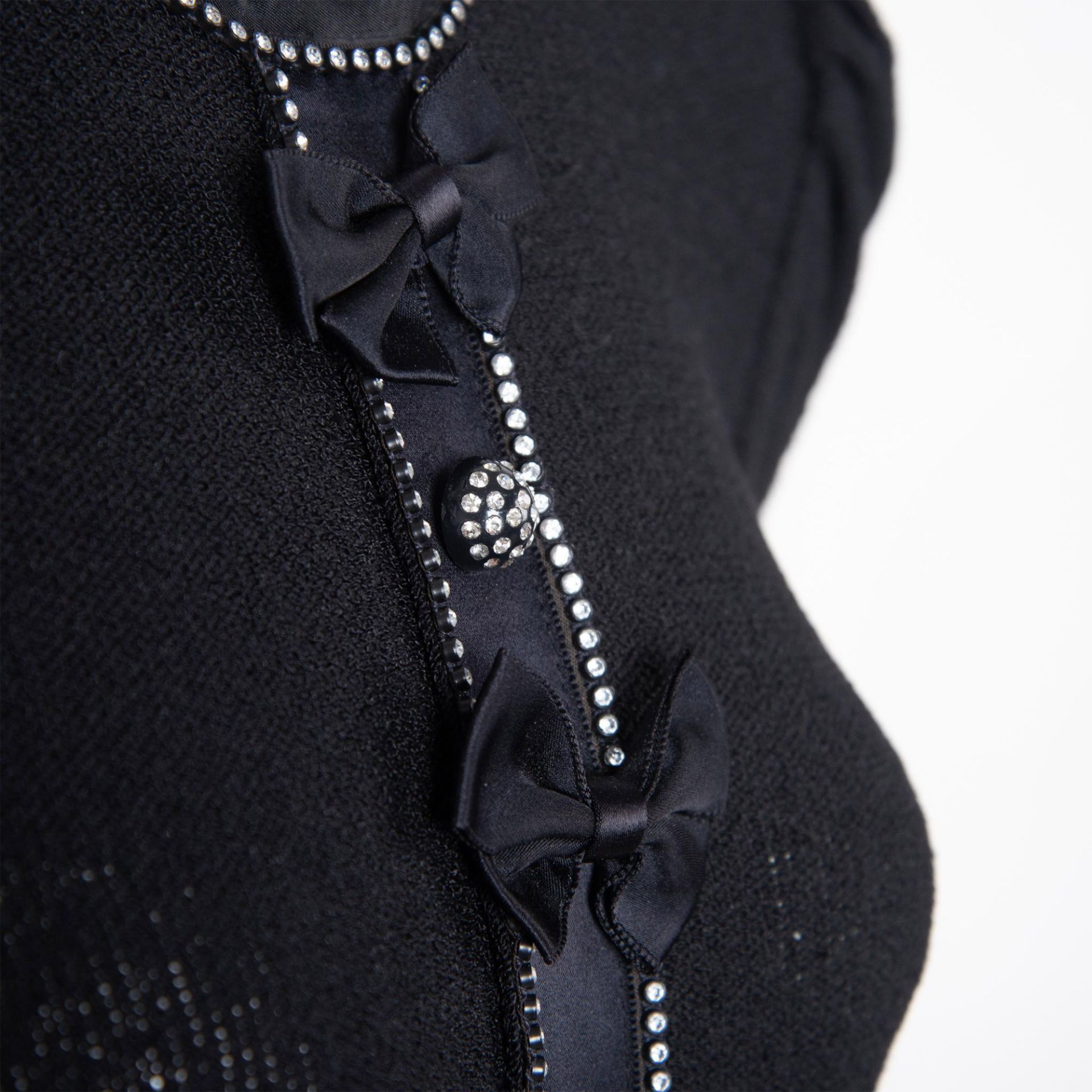 Adolfo for Neiman Marcus Rhinestone & Bow Knit Dress, Size Small - Bild 2 aus 8