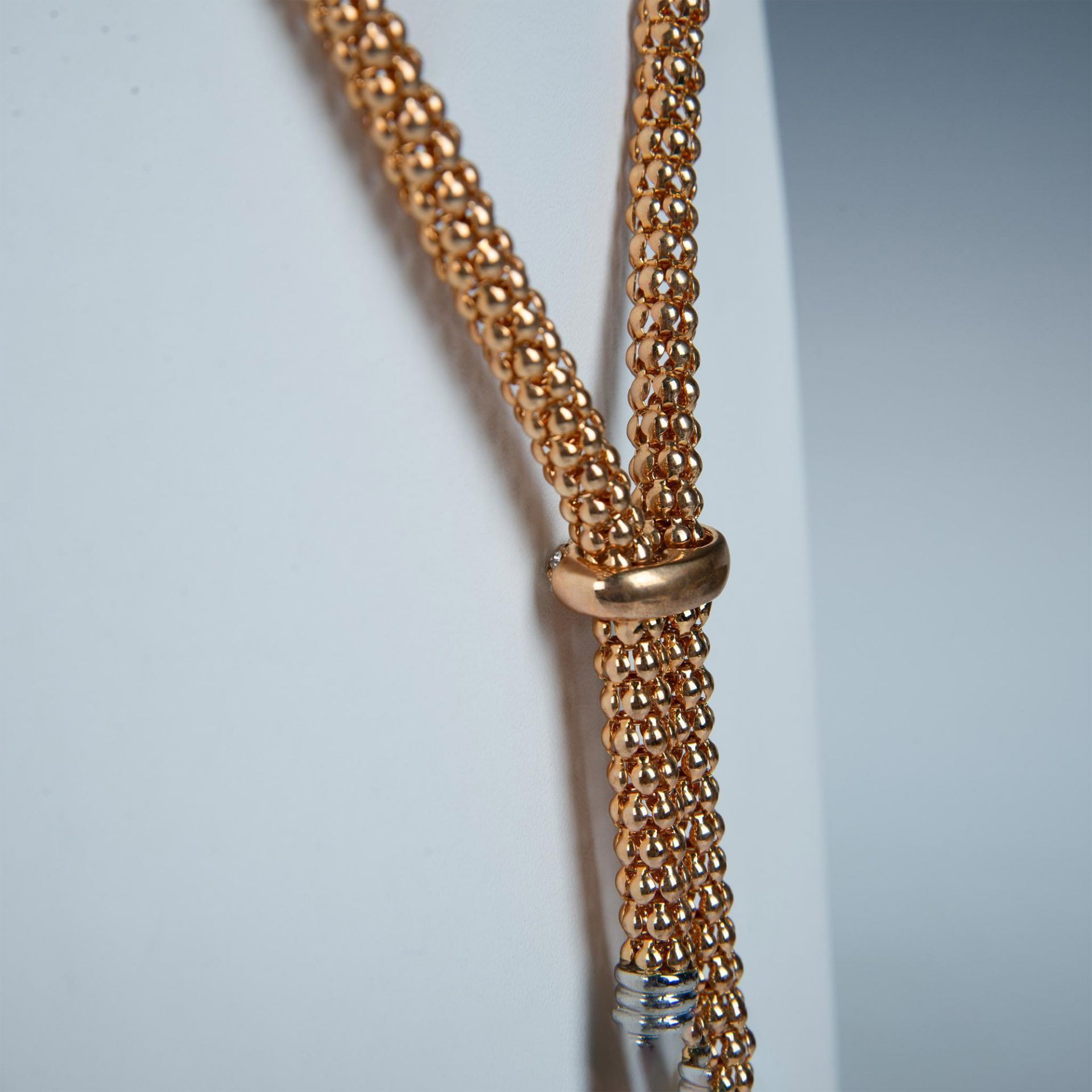 2pc Fancy Two-Tone Metal Crystal Bolo Necklace & Earrings - Bild 3 aus 8