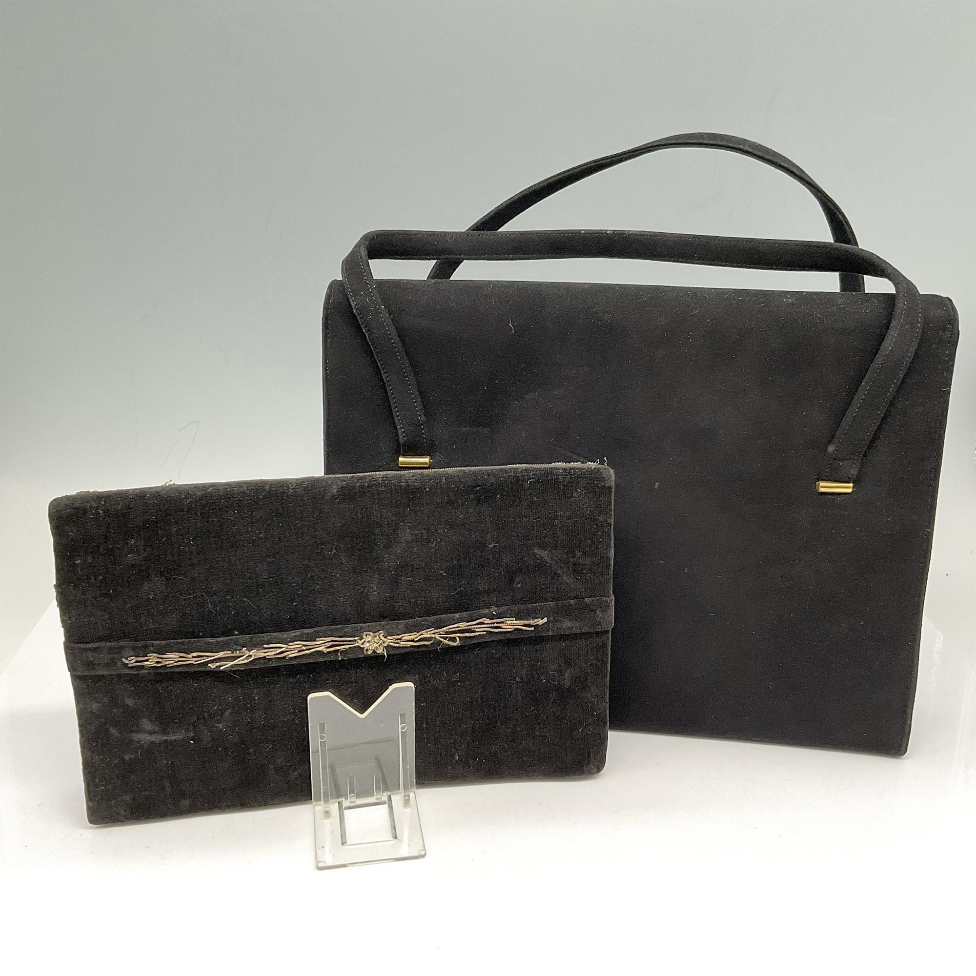 2pc Perma Suede Handbag and Clutch - Image 2 of 2