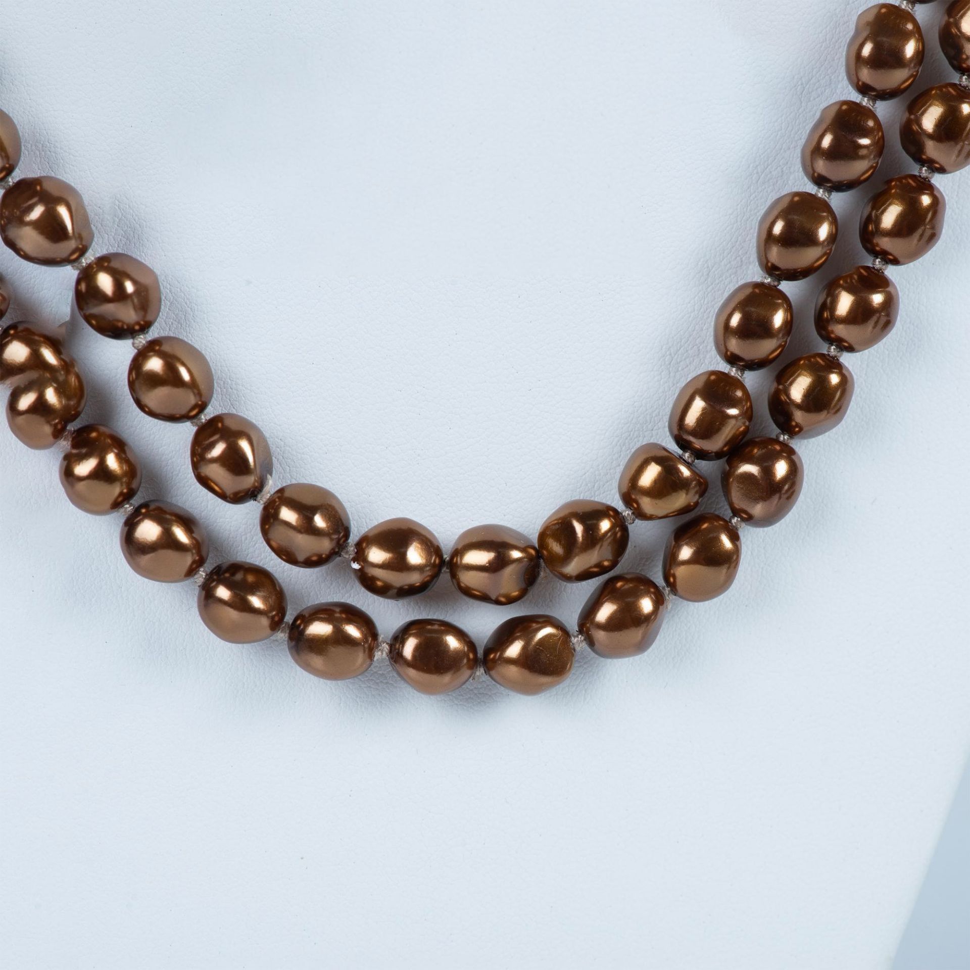 2pc Bronze Faux Baroque Pearl Necklaces - Bild 5 aus 7