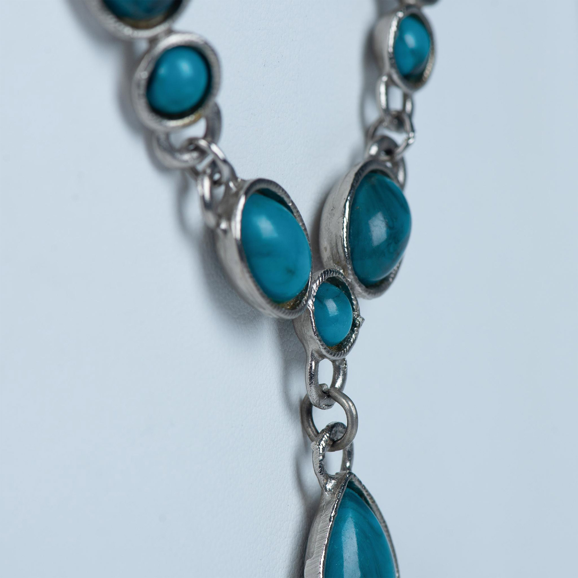 Bold Southwestern Faux Turquoise Pendant Necklace - Image 4 of 8