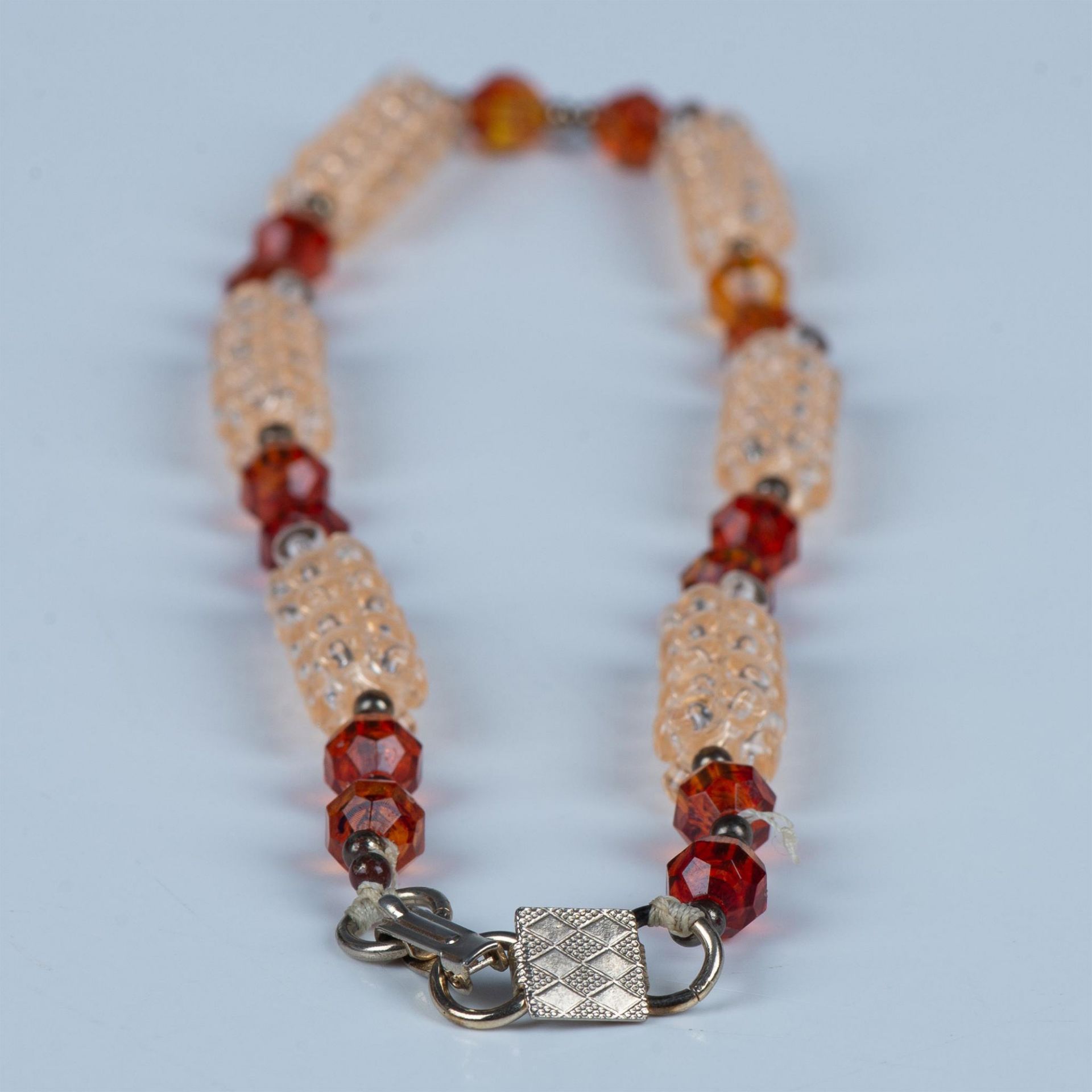 Cute Peach and Amber Colored Bead Necklace - Image 3 of 3