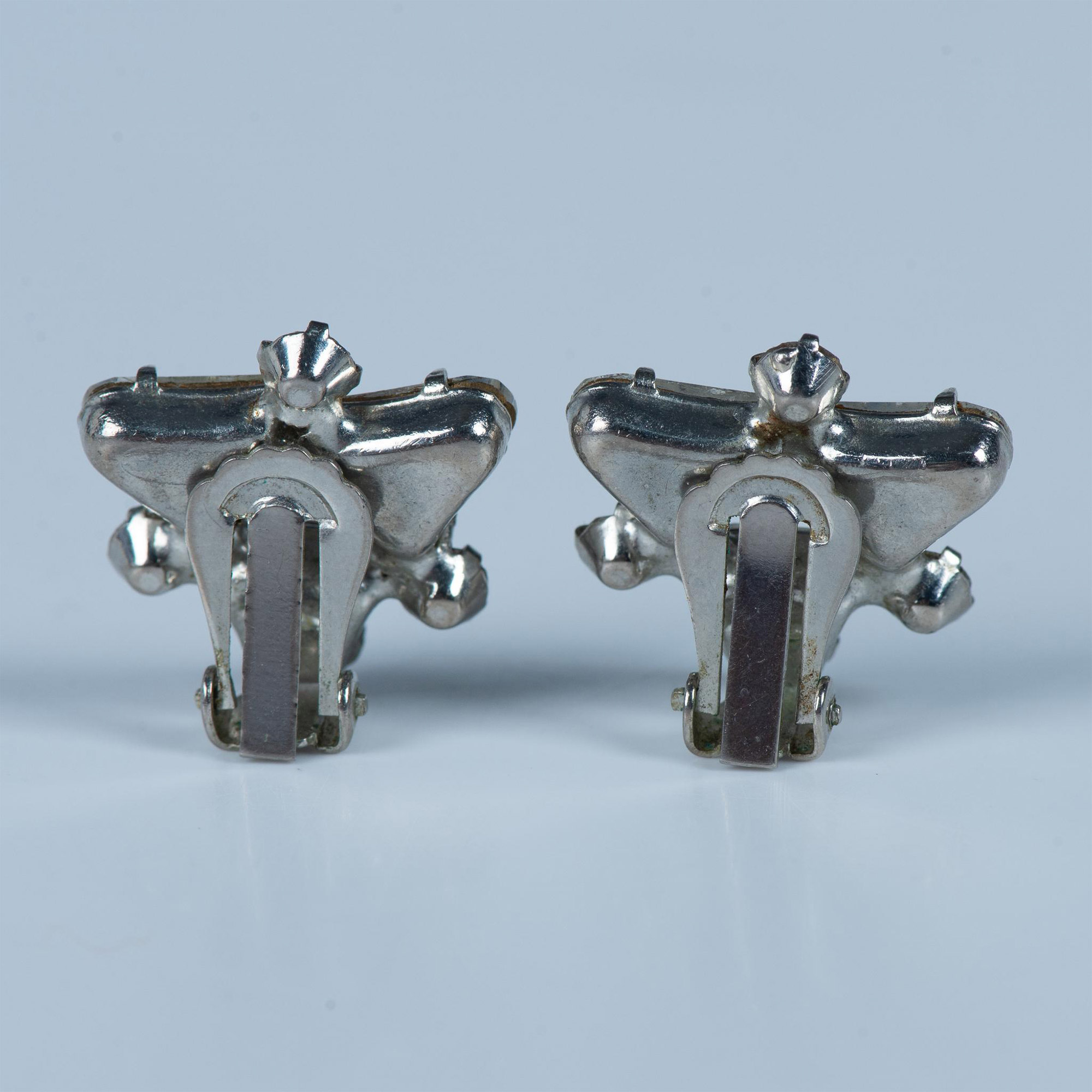 Pretty Silver Metal Rhinestone Clip-On Earrings - Image 3 of 5