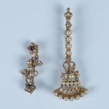 2pc Gold Tone Faux Pearl & Rhinestone Brooches