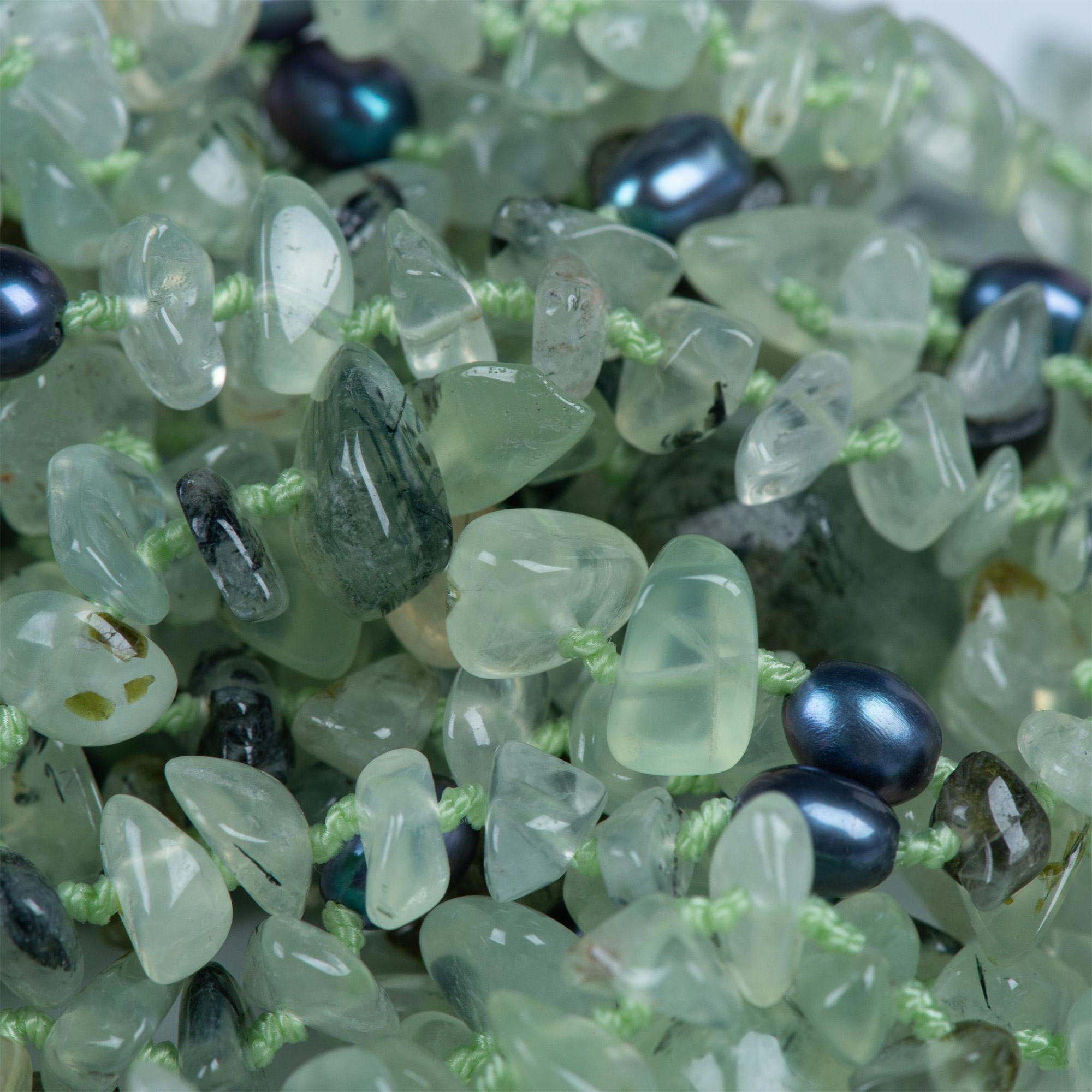 Six-Strand Rutilated Green Quartz & Blue Pearl Necklace - Image 4 of 4