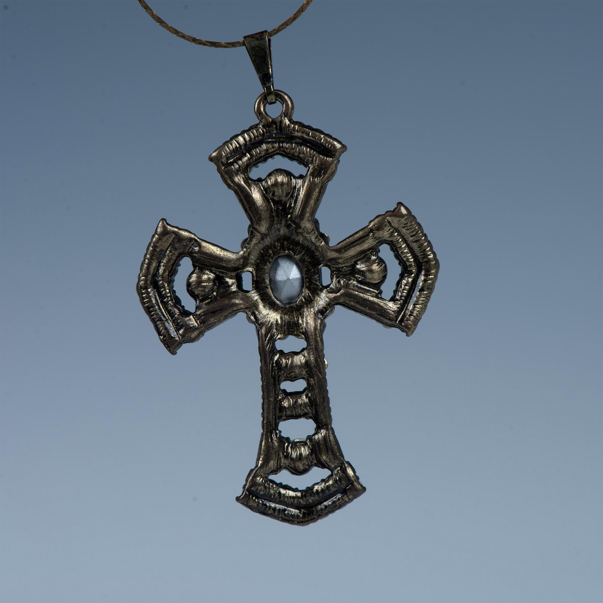 Pretty Rhinestone Cross Pendant Necklace - Image 5 of 6