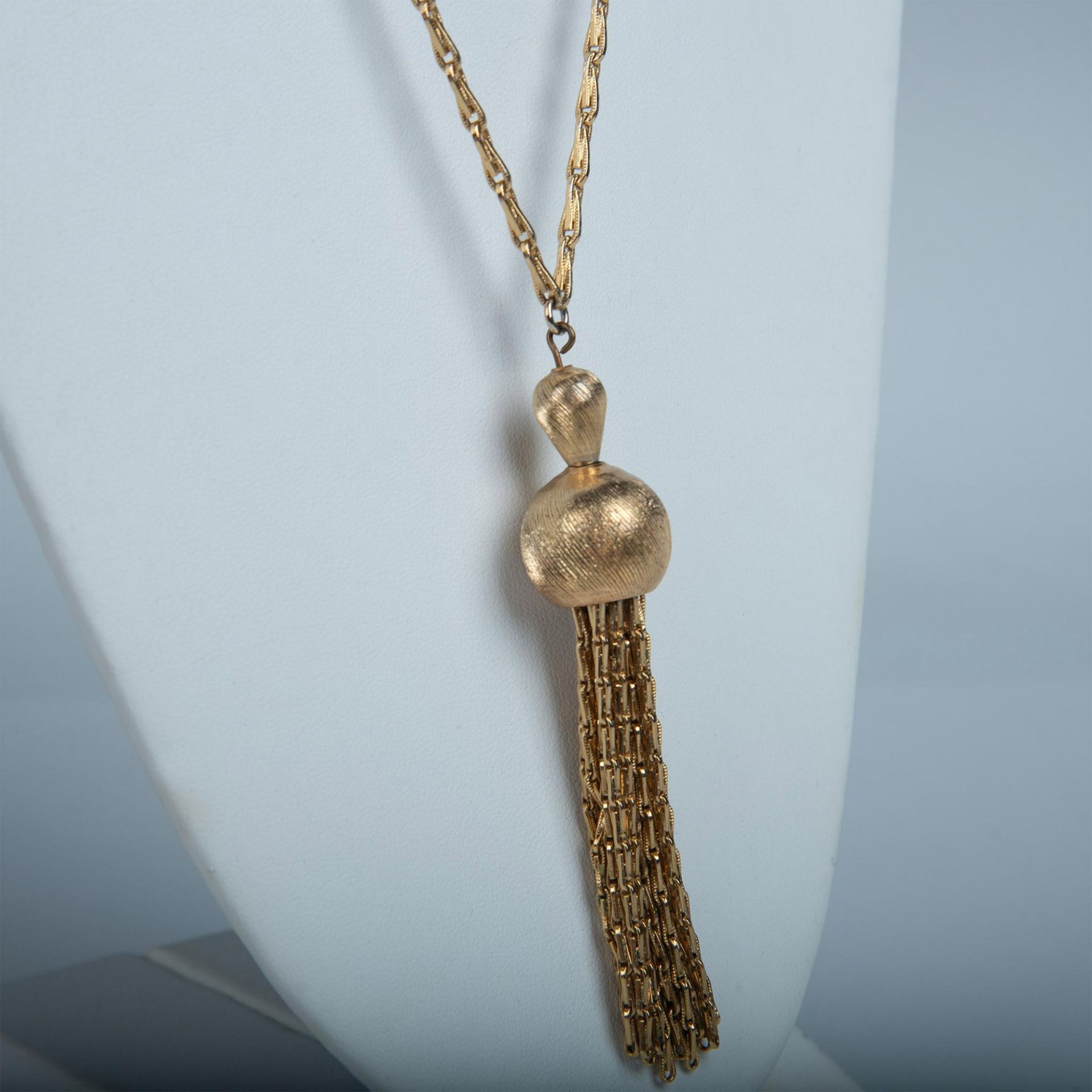 Monet Gold Metal Tassel Necklace - Image 2 of 4