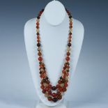 Beautiful Multi-Strand Marbled Brown & Red Bead Necklace