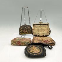 5pc Vintage Embroidered Fabric Handbags