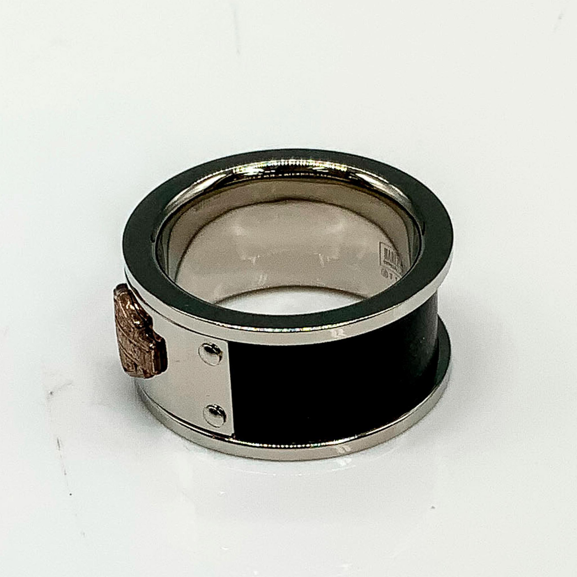 Harley Davidson Steel & Sterling Silver Black Band Ring - Image 3 of 3