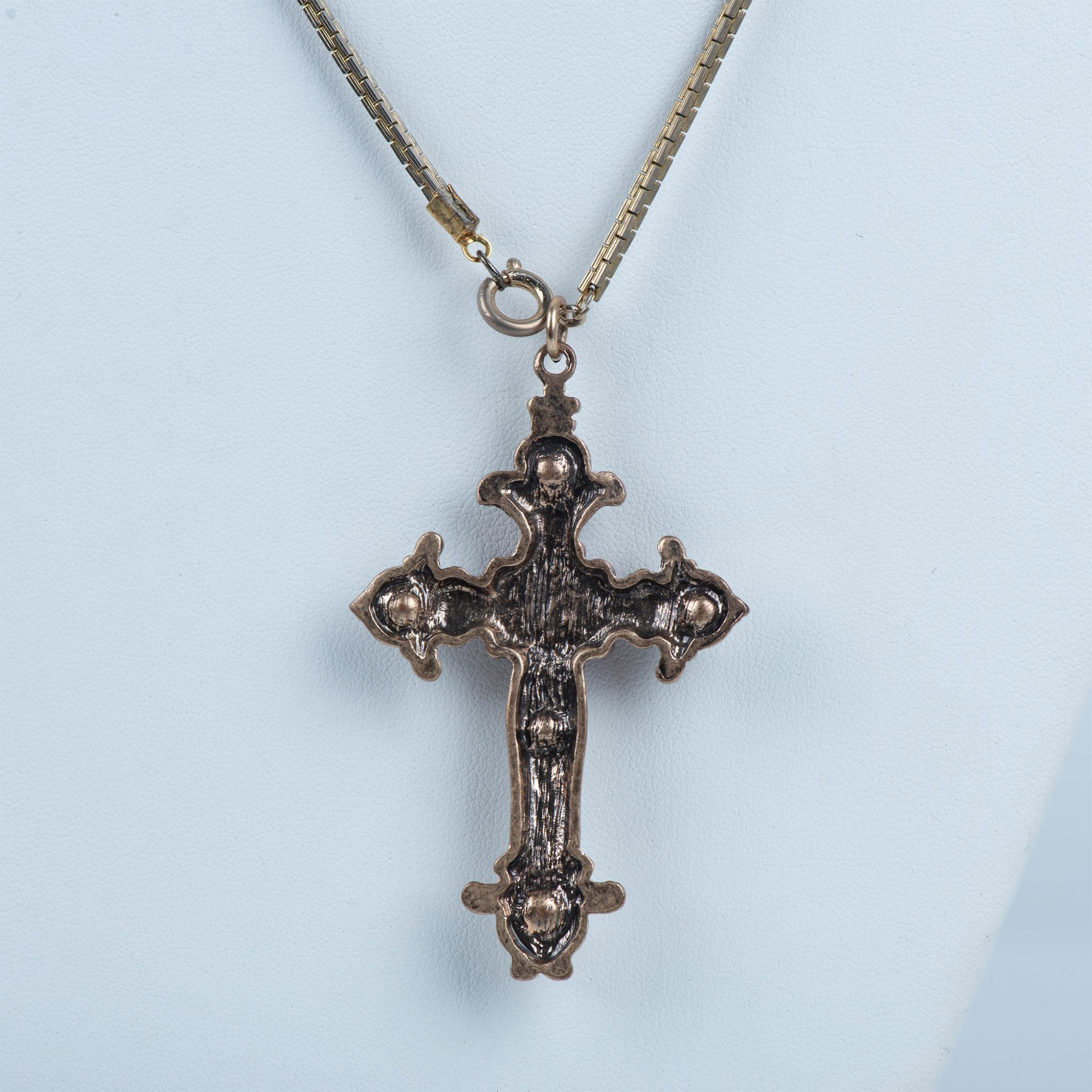 Art Nouveau Embellished Cross Pendant Necklace - Image 4 of 4
