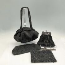 4pc Vintage Black Beaded Evening Bags