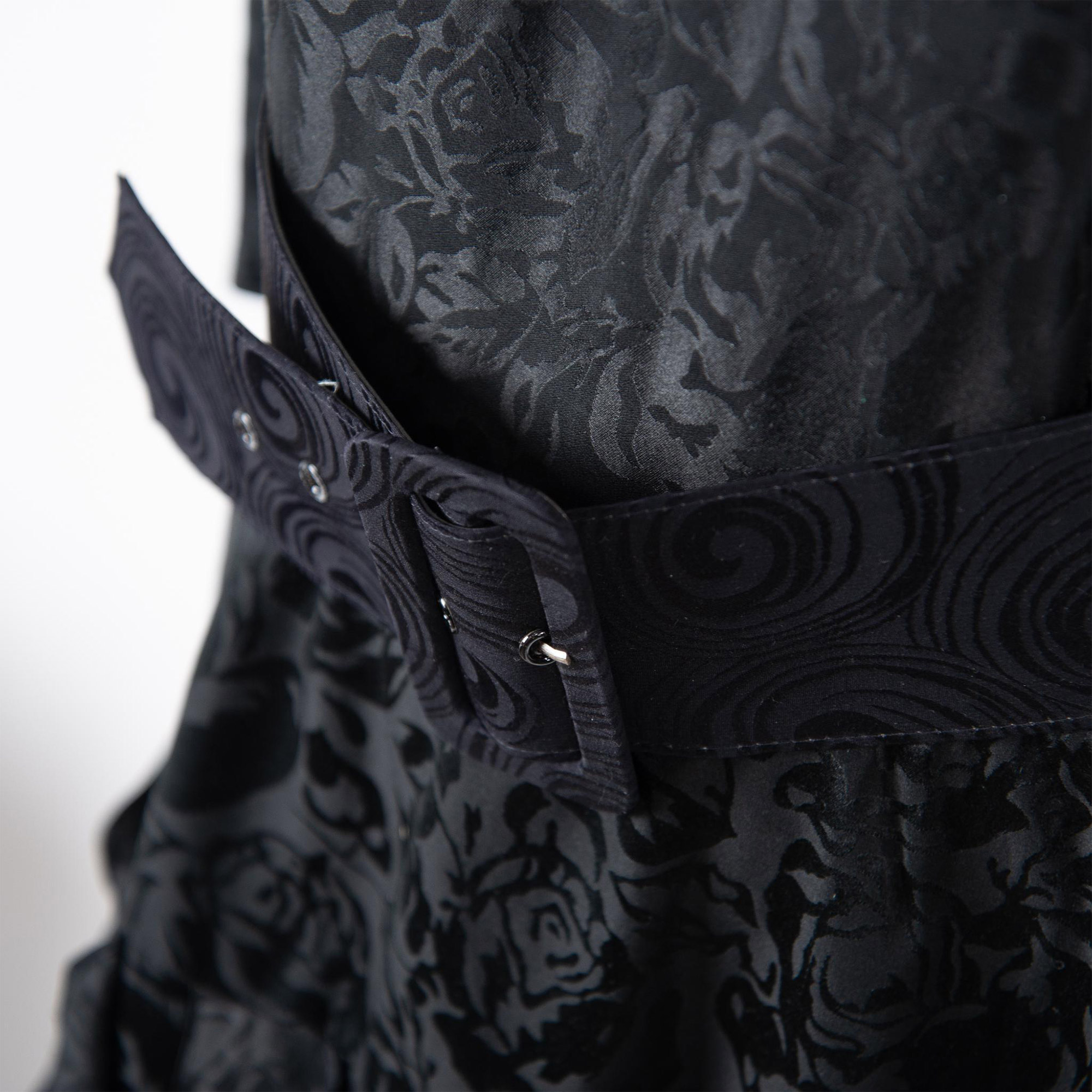 Vintage St. Gillian Black Silk Ruffled Dress, Size 10 - Image 2 of 9