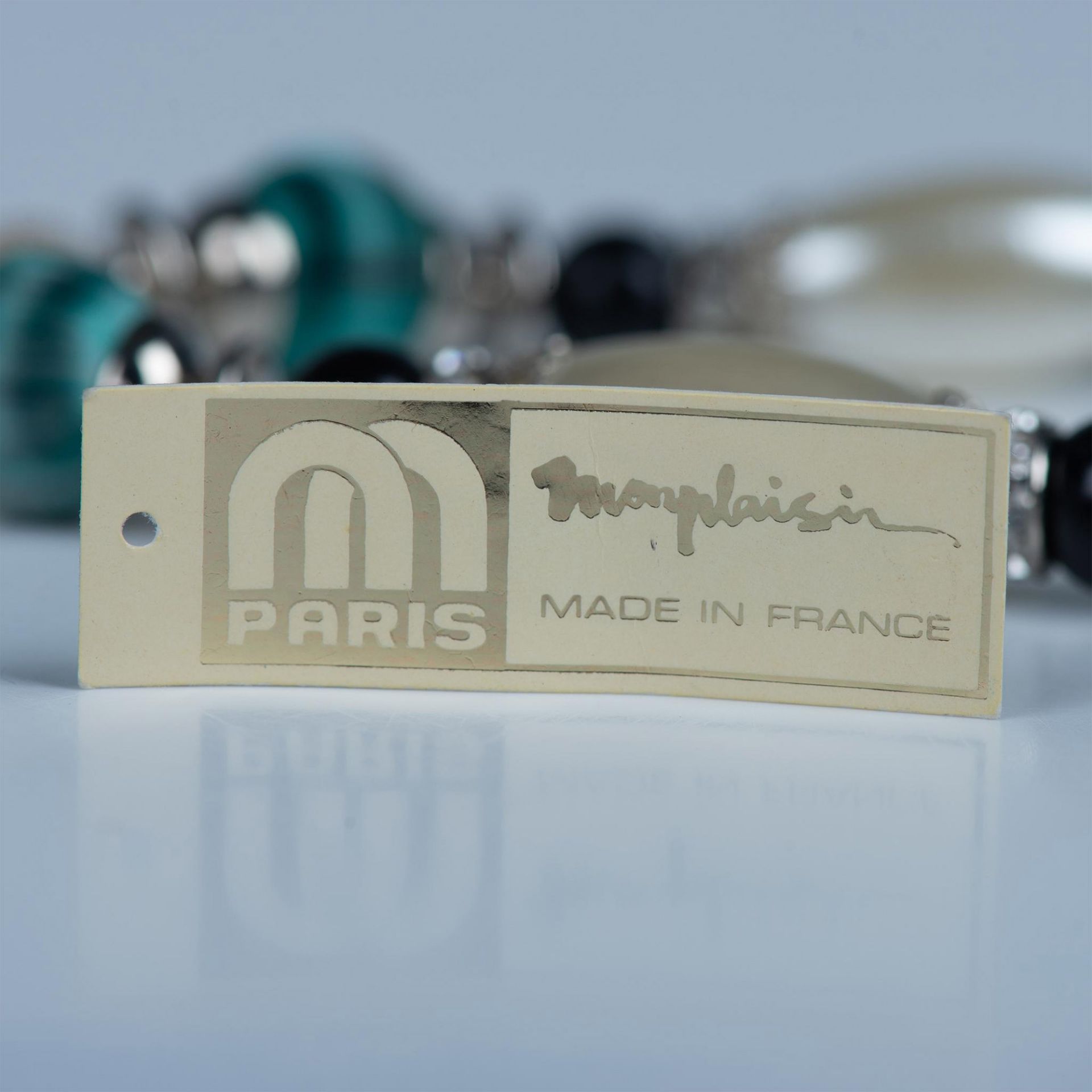 Monplaisin Paris White, Blue & Black Bead Necklace - Image 4 of 4