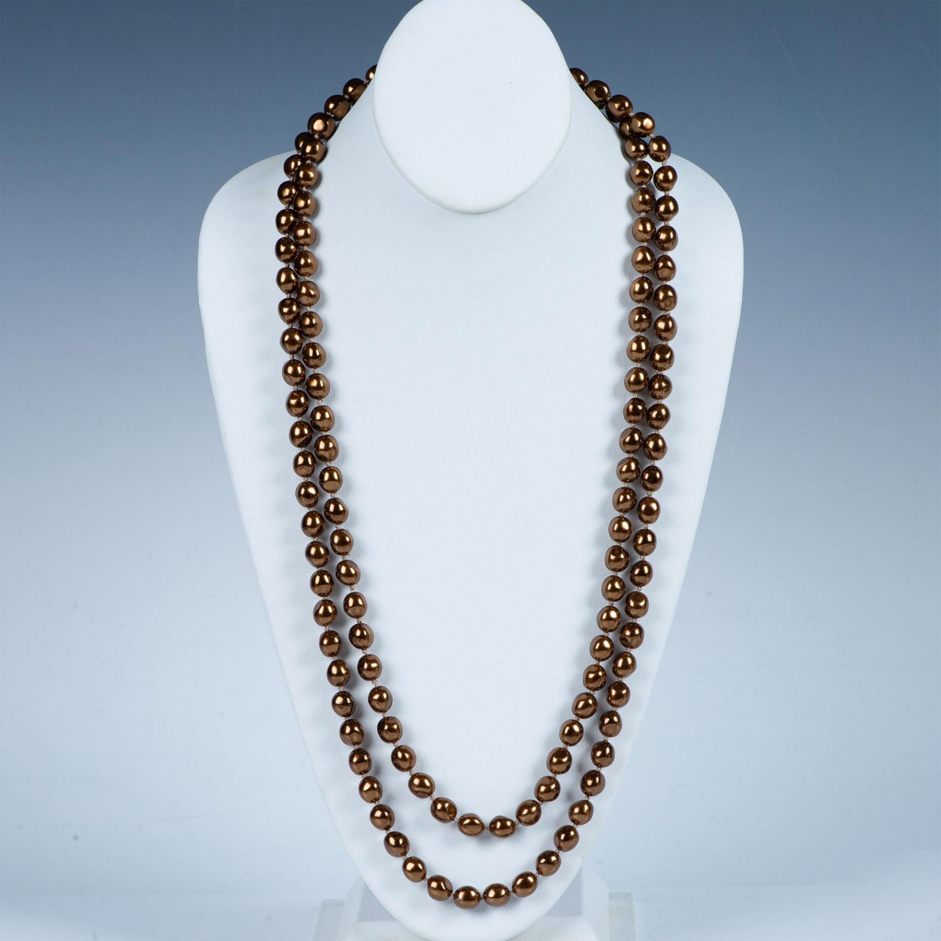 2pc Bronze Faux Baroque Pearl Necklaces - Image 2 of 7