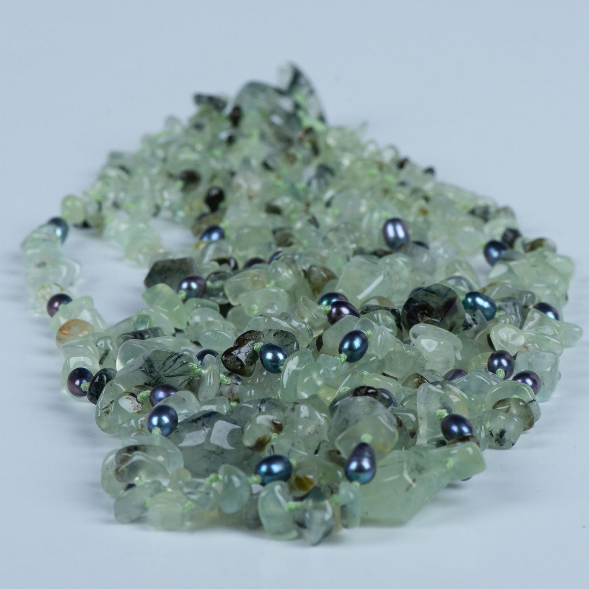 Six-Strand Rutilated Green Quartz & Blue Pearl Necklace - Bild 3 aus 4