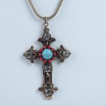 Art Nouveau Embellished Cross Pendant Necklace
