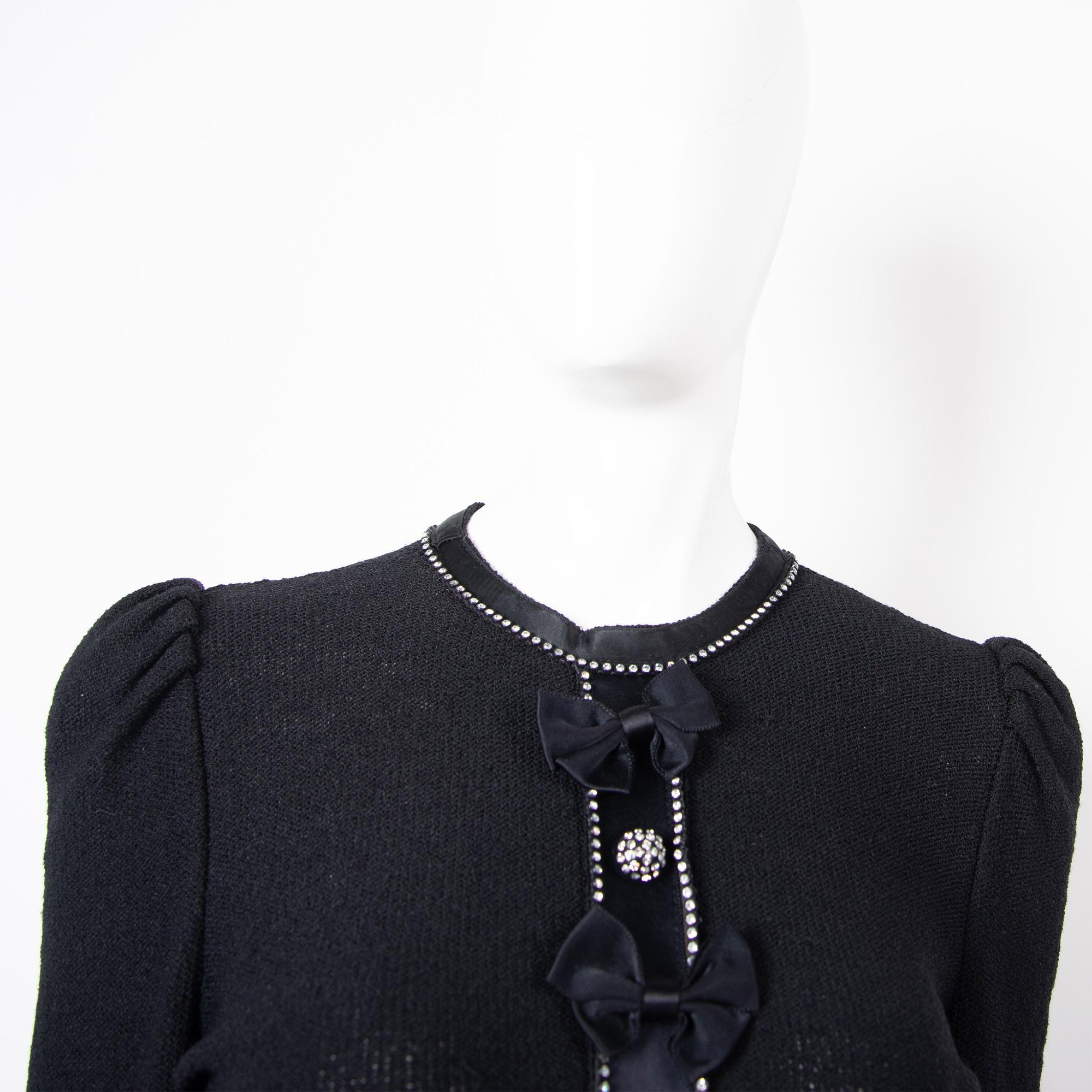 Adolfo for Neiman Marcus Rhinestone & Bow Knit Dress, Size Small - Image 4 of 8