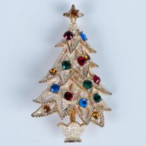 Mid-Century Eisenberg Ice Rhinestone Christmas Tree Brooch