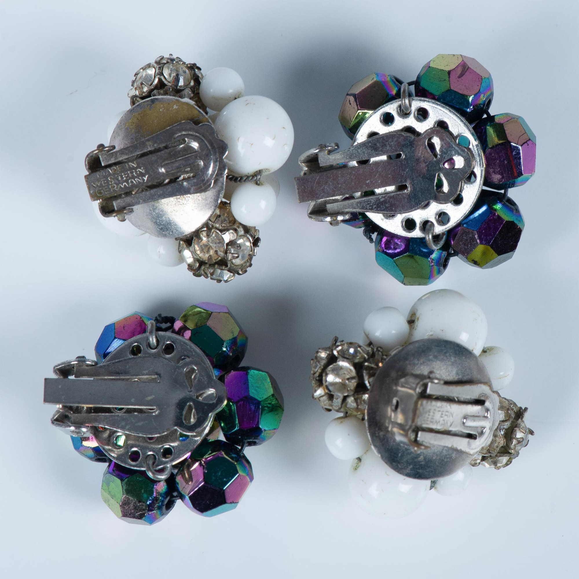 4pc Retro Bead Cluster Clip-On Earrings - Image 2 of 5