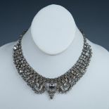 Stunning Silver Metal Rhinestone Choker Necklace