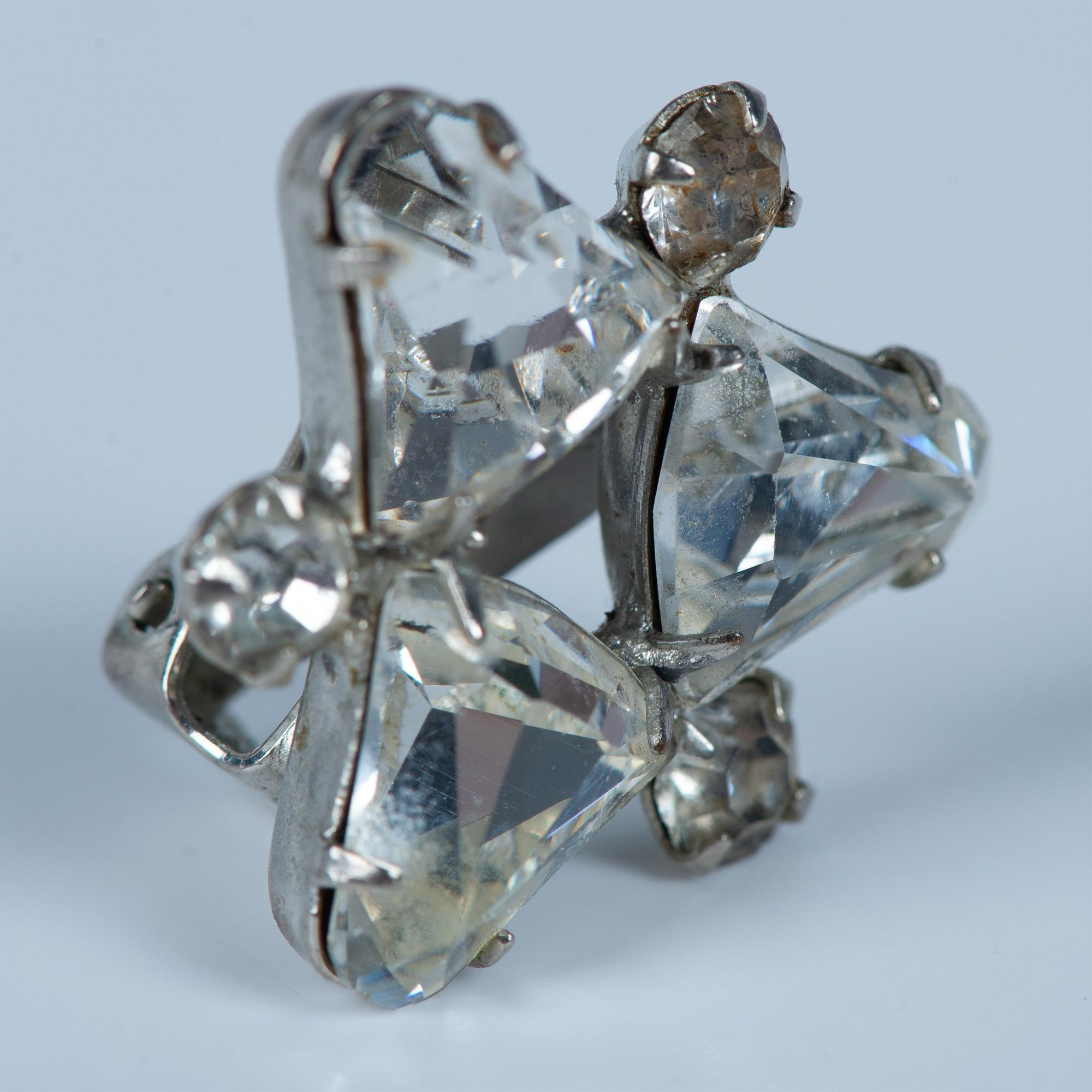 Pretty Silver Metal Rhinestone Clip-On Earrings - Image 5 of 5